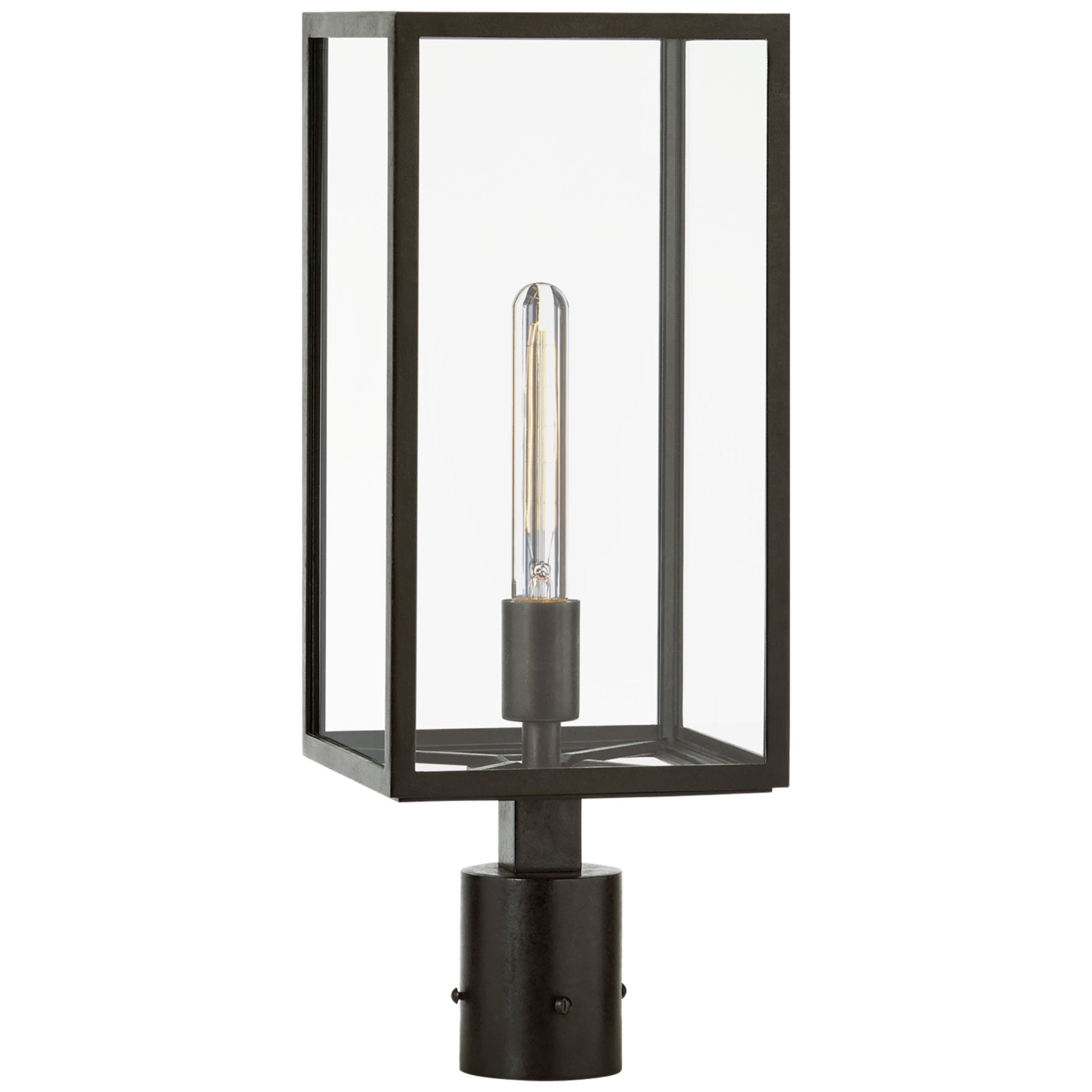 Chapman & Myers Fresno Post Light in Aged Iron with Clear Glass Outdoor Lighting W8" x H21"