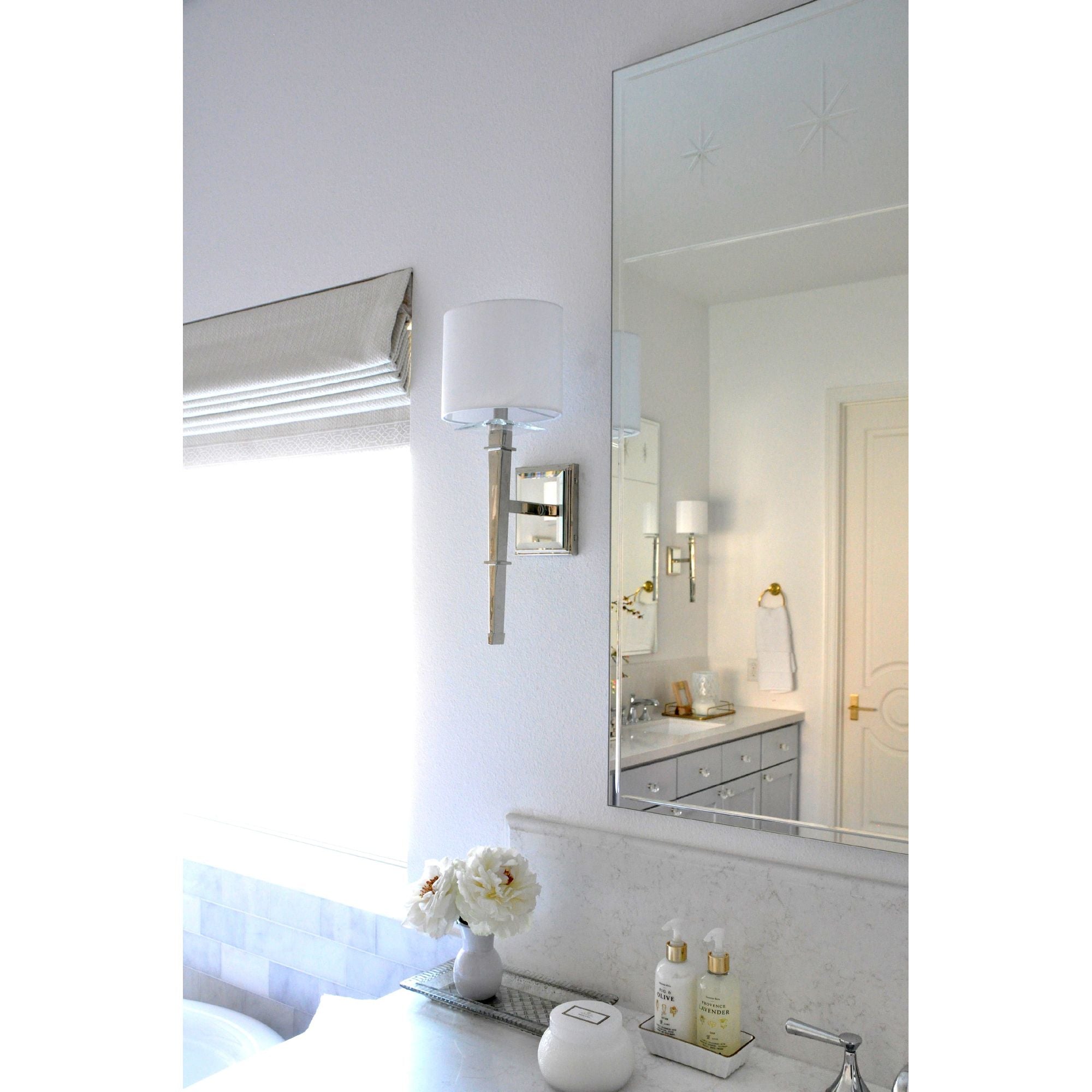 Clifton 1 Light Polished Nickel Sconce Optical Glass Elements Silk Shade 8"W x 20"H x 8"D