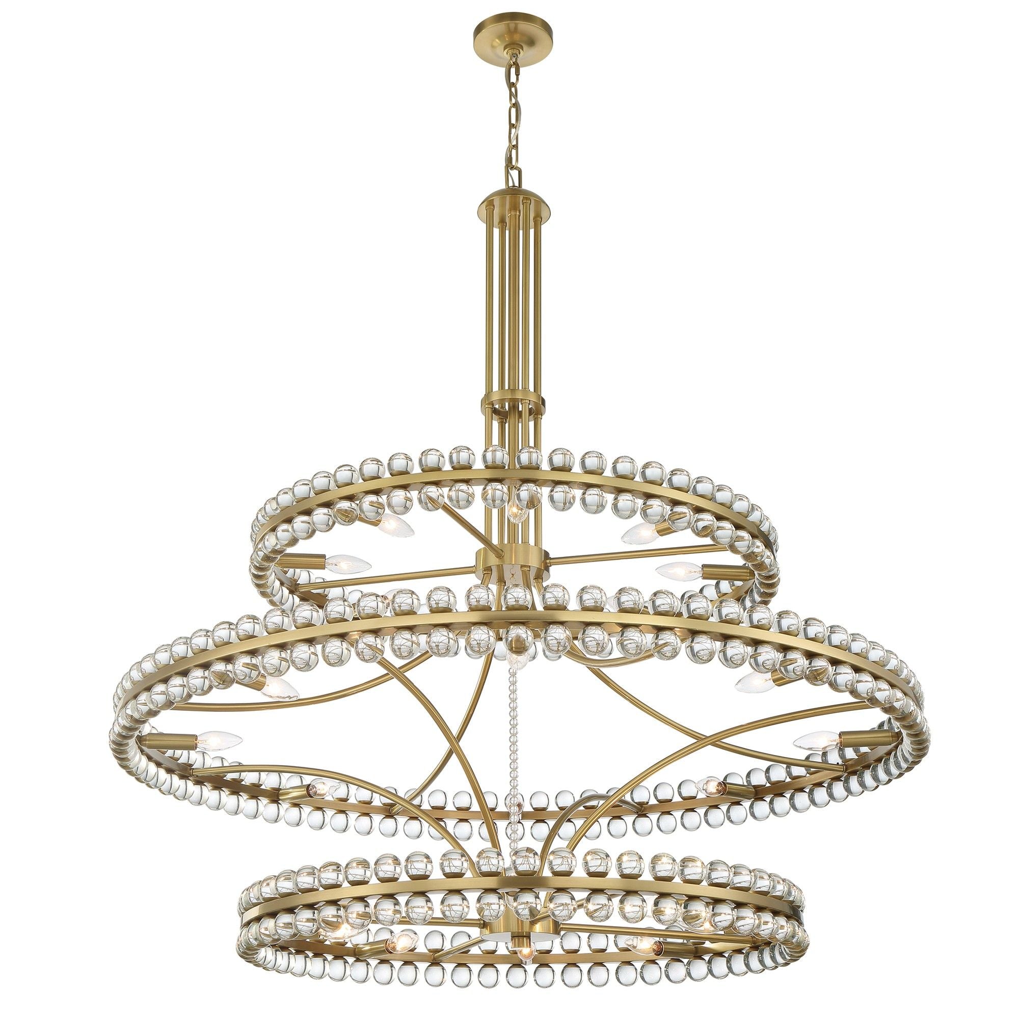 Clover 24 Light Aged Brass Chandelier Glass Ball 48"W x 52"H x 48"D