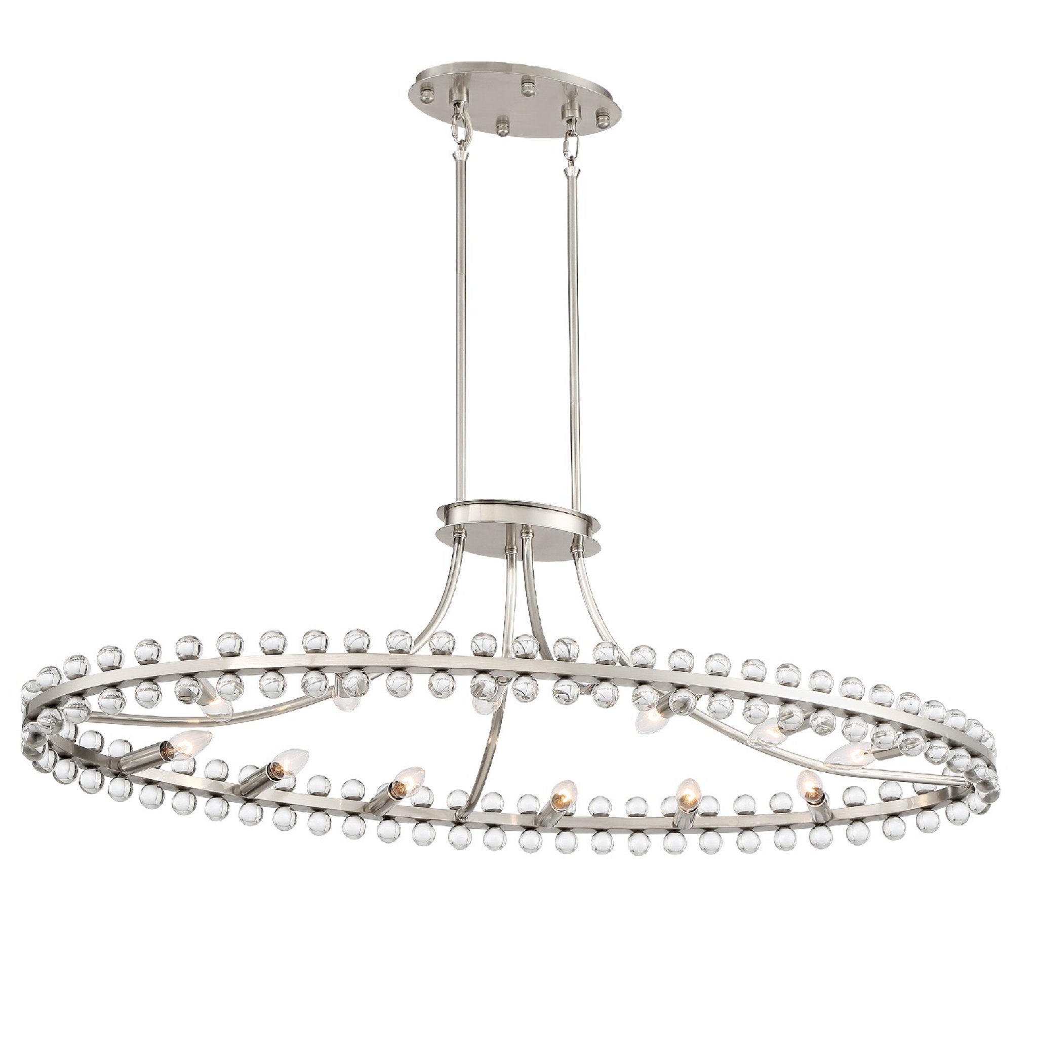Clover 45'' Brushed Nickel Oval Chandelier Silver 45"W x 12"H x 22"D