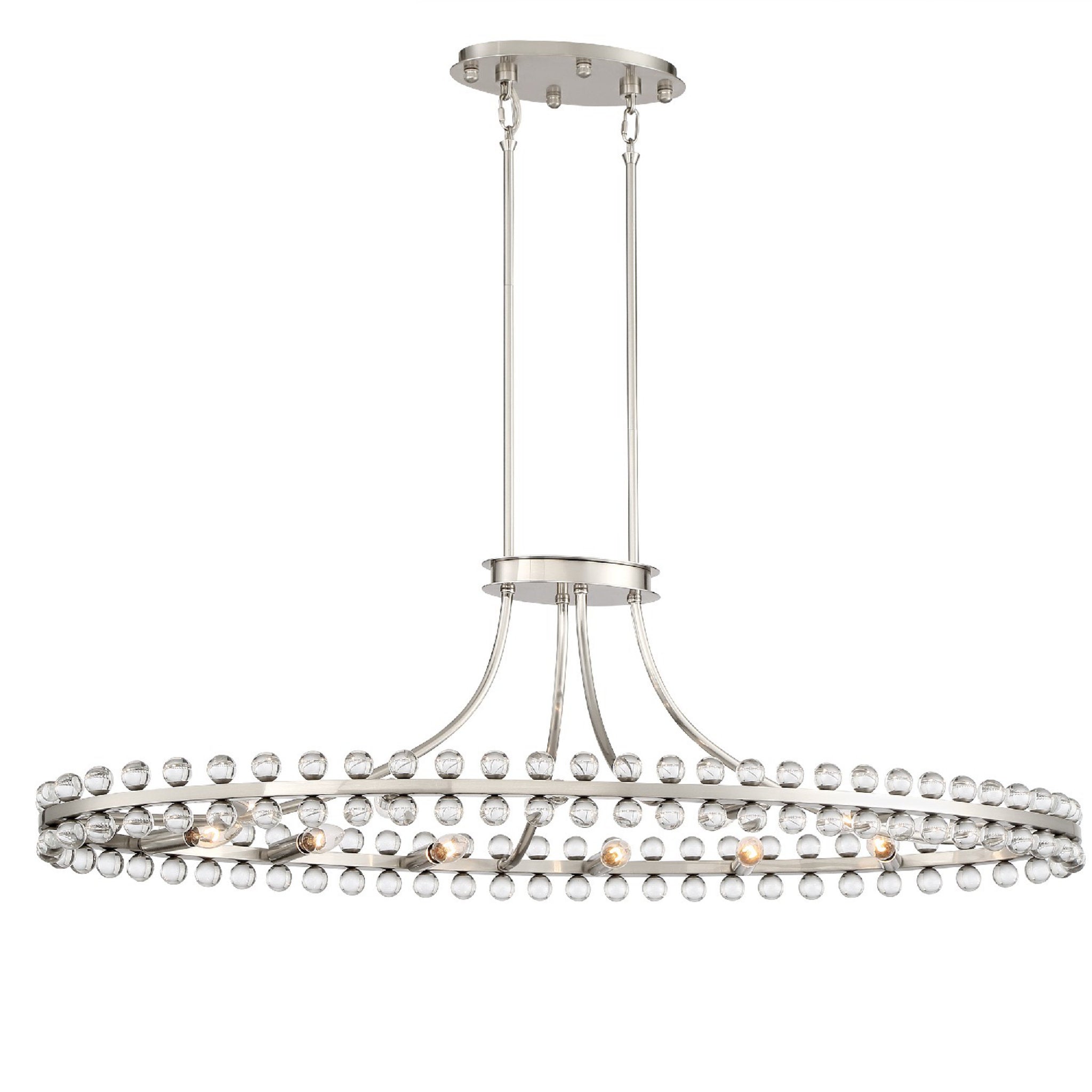 Clover 45'' Brushed Nickel Oval Chandelier Silver 45"W x 12"H x 22"D