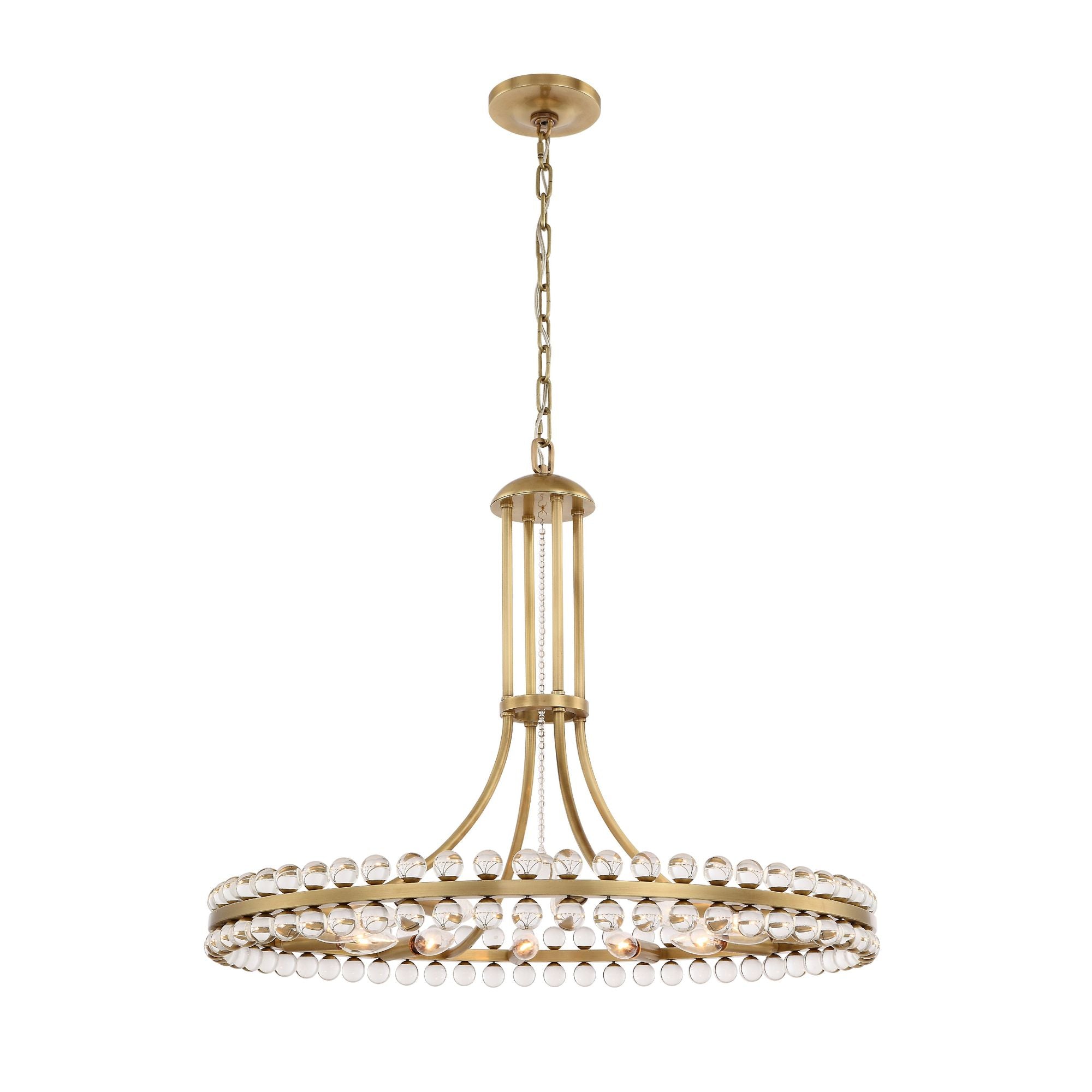 Clover 12 Light Aged Brass Chandelier Glass Ball 28.75"W x 24.5"H x 28.75"D