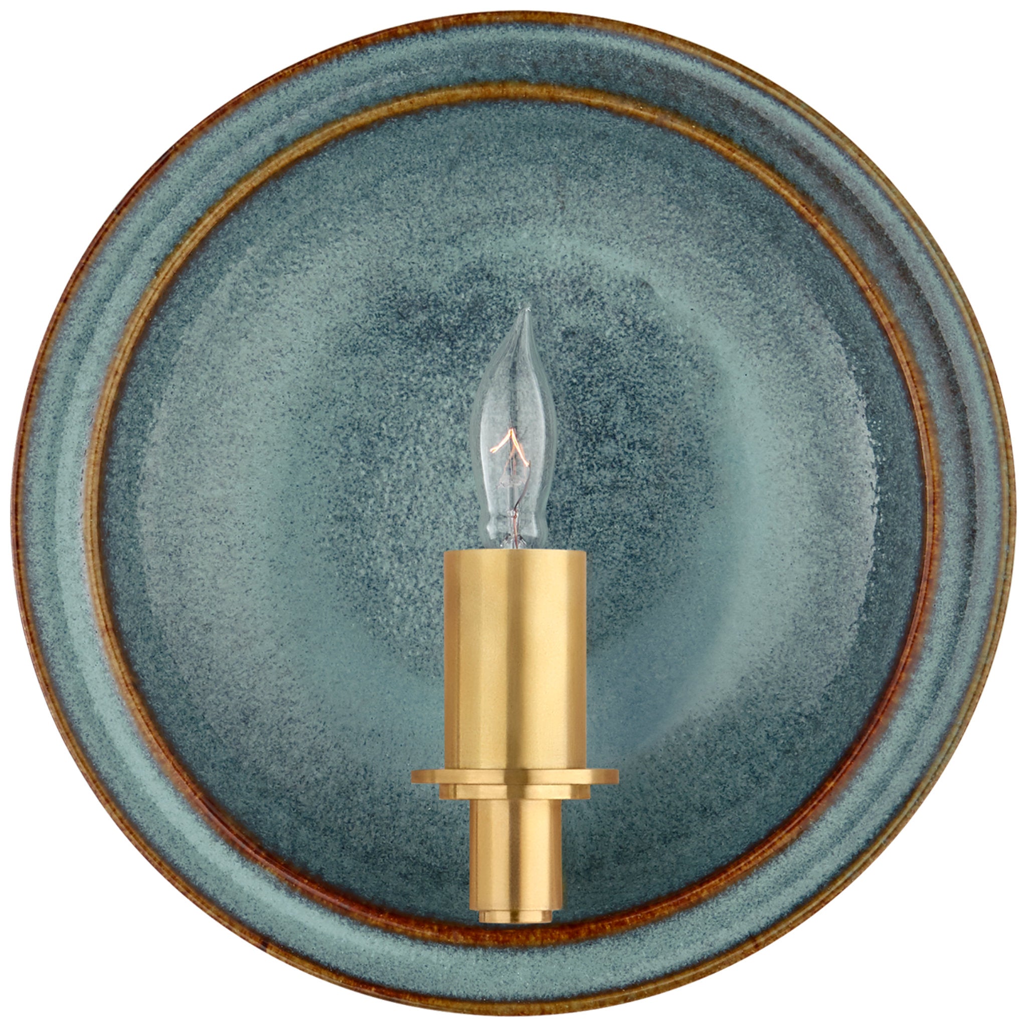 Christopher Spitzmiller Leeds Small Round Sconce in Oslo Blue Wall Light W8.25" x H8.25"