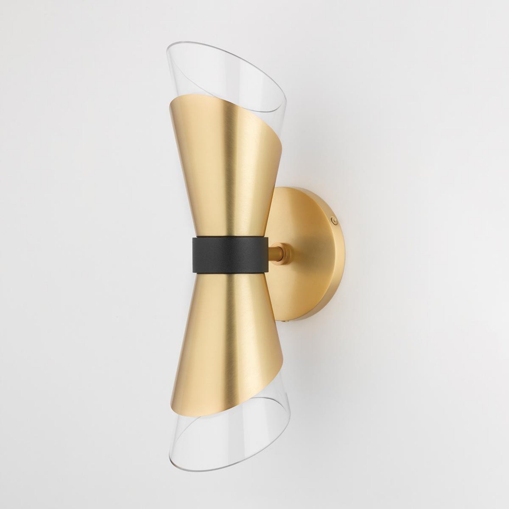 Angie 2-Light Wall Sconce in Polished Nickel/Black 4.75L x 4.75W x 15H