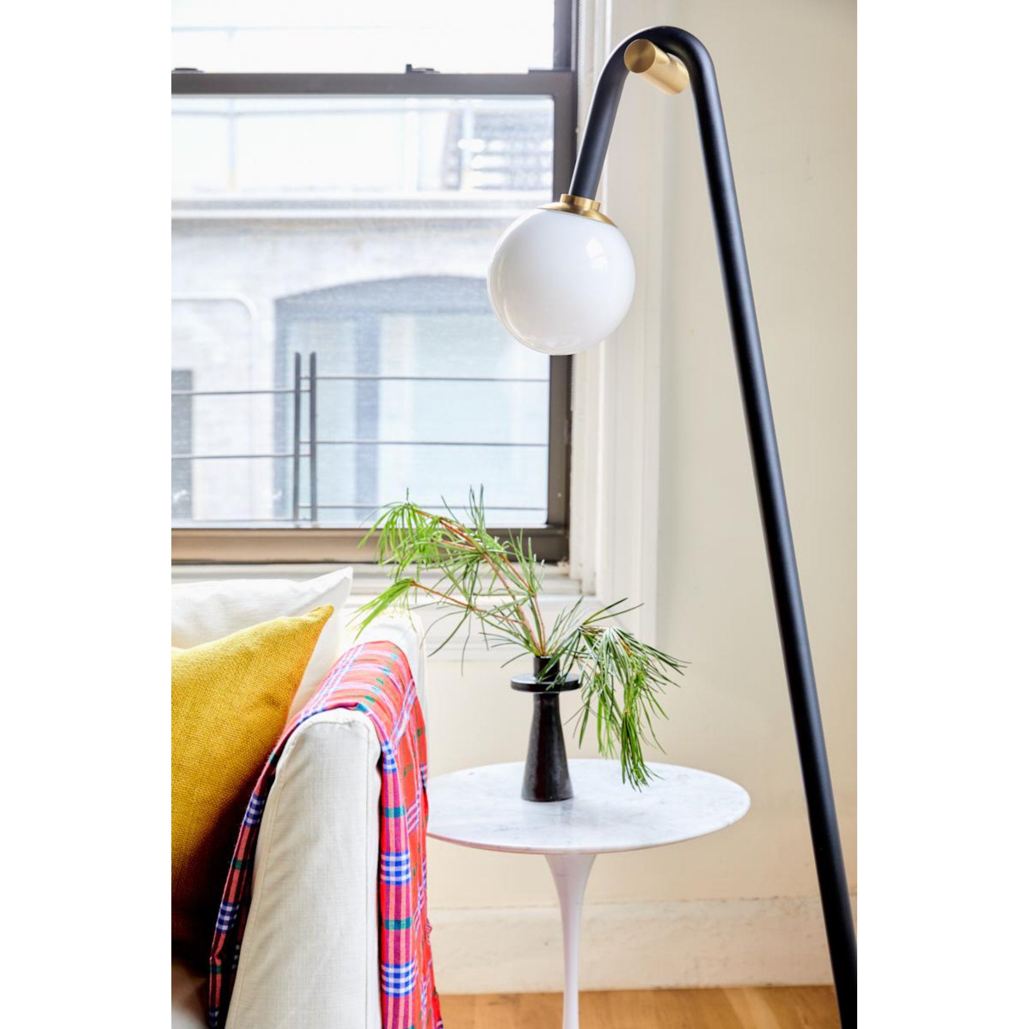 Whit 1-Light Floor Lamp in Aged Brass/Black 10L x 26.75W x 60.25H