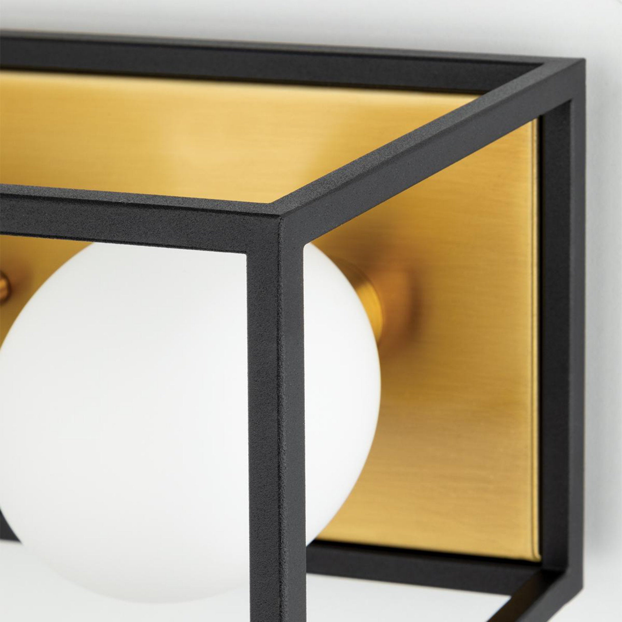 Aira 1-Light Flush Mount in Aged Brass/Black 14L x 14W x 14H