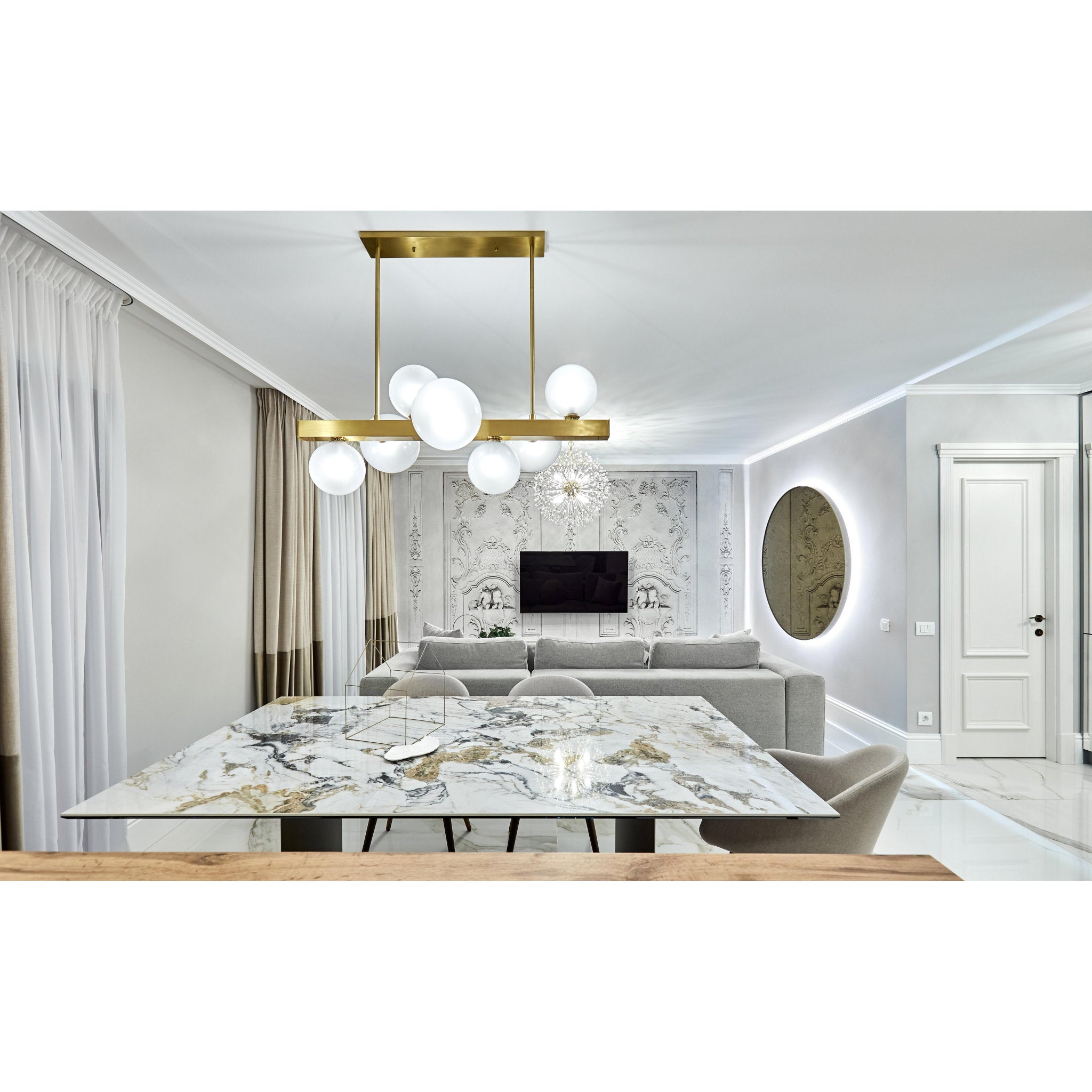 Hinsdale 7-Light Linear in Aged Brass 43.5L x 21.25W x 18.5H