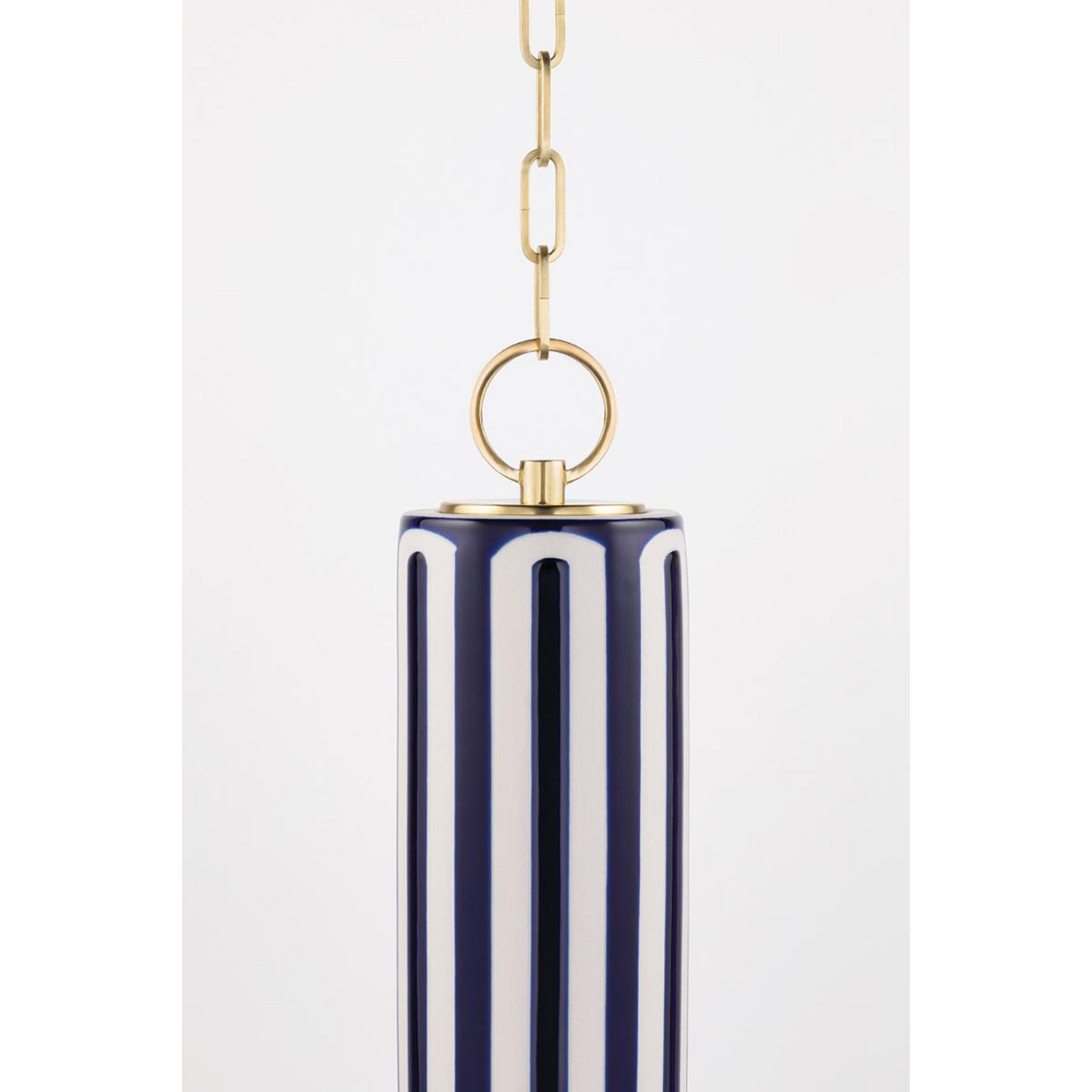 Brookville 1-Light Pendant in Aged Brass/Stripe Combo 5L x 5W x 20.75H
