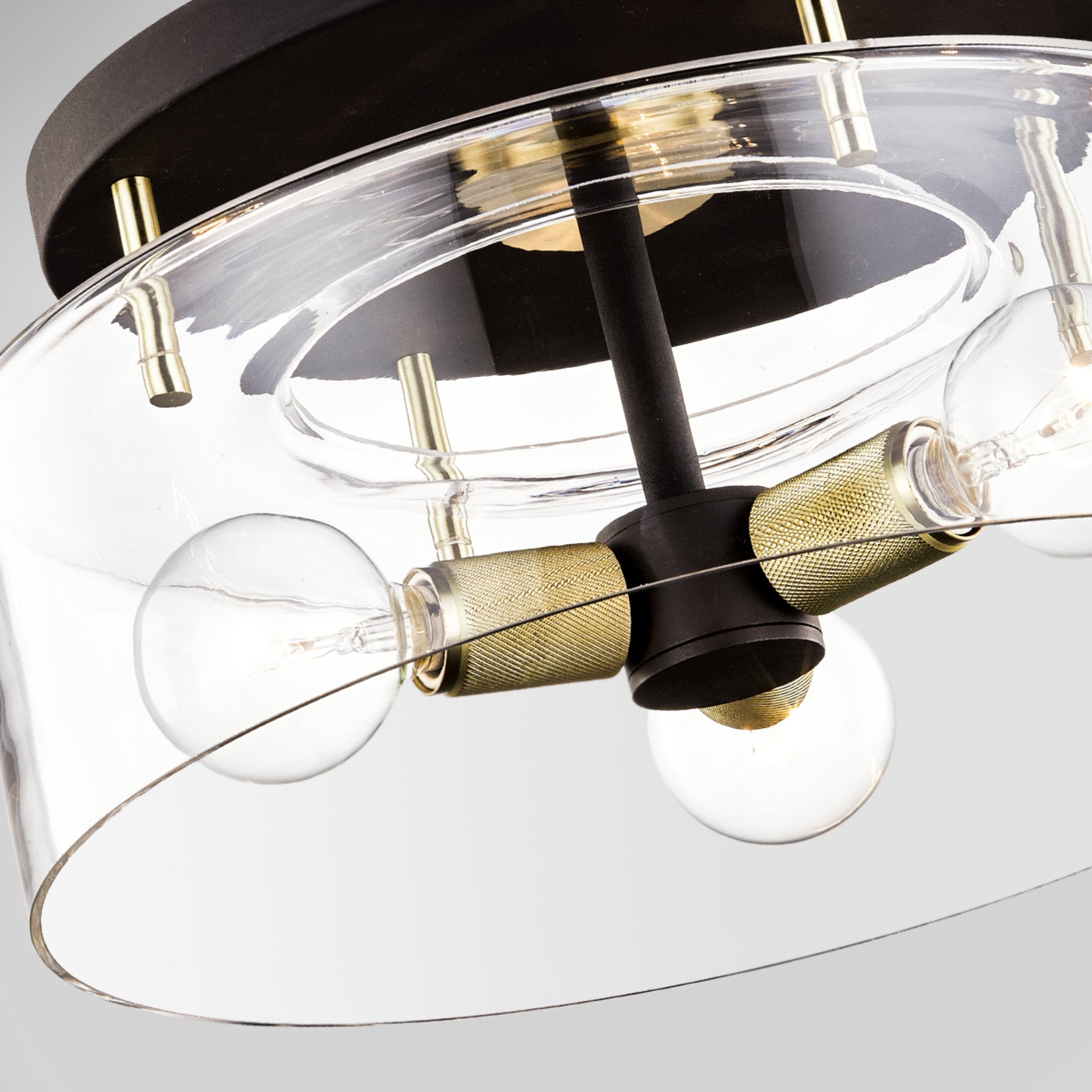 Bergamot Station Semi Flush 3-Light LED in Bronze/Brushed Brass 17L x 17W x 8.75H