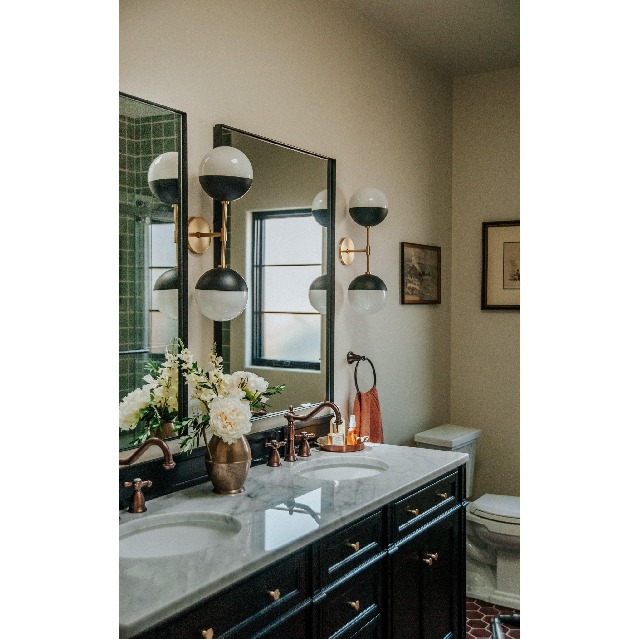 Renee 2-Light Wall Sconce in Aged Brass/Black 6L x 6.75W x 22H