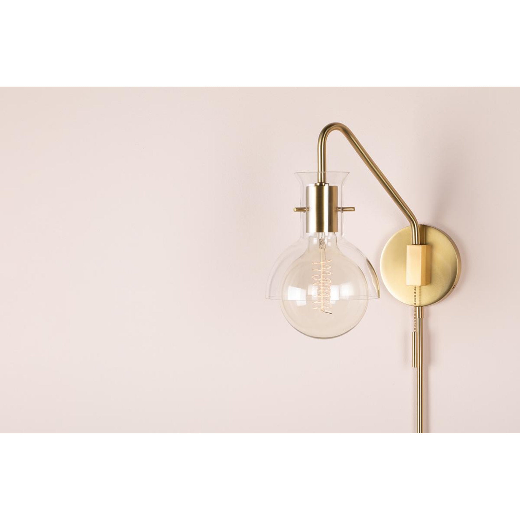 Riley 1-Light Plug-in Sconce in Aged Brass 6L x 6.25W x 24H