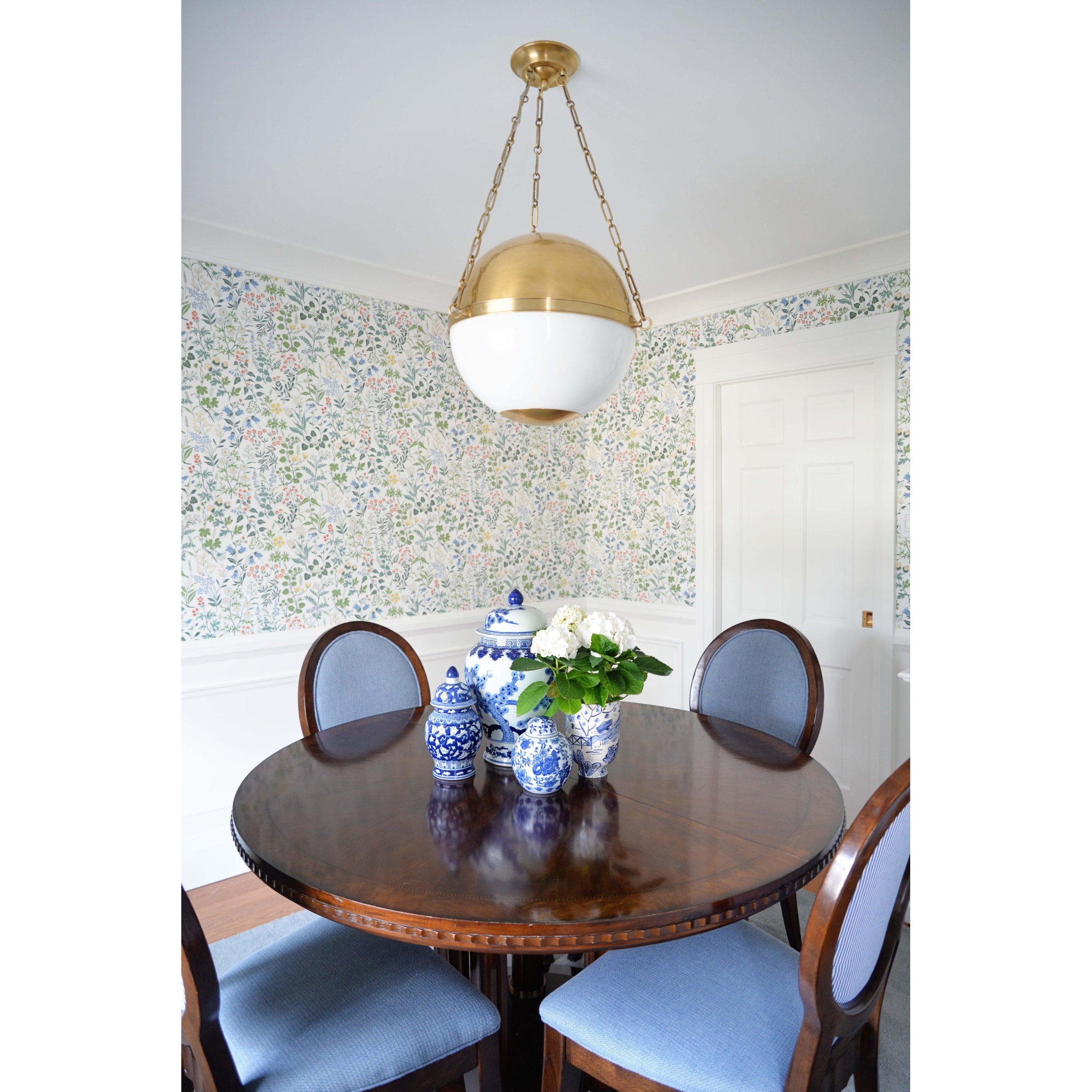 Sphere No.2 3-Light Pendant in Aged Brass by Mark D. Sikes 20.5L x 20.5W x 17H