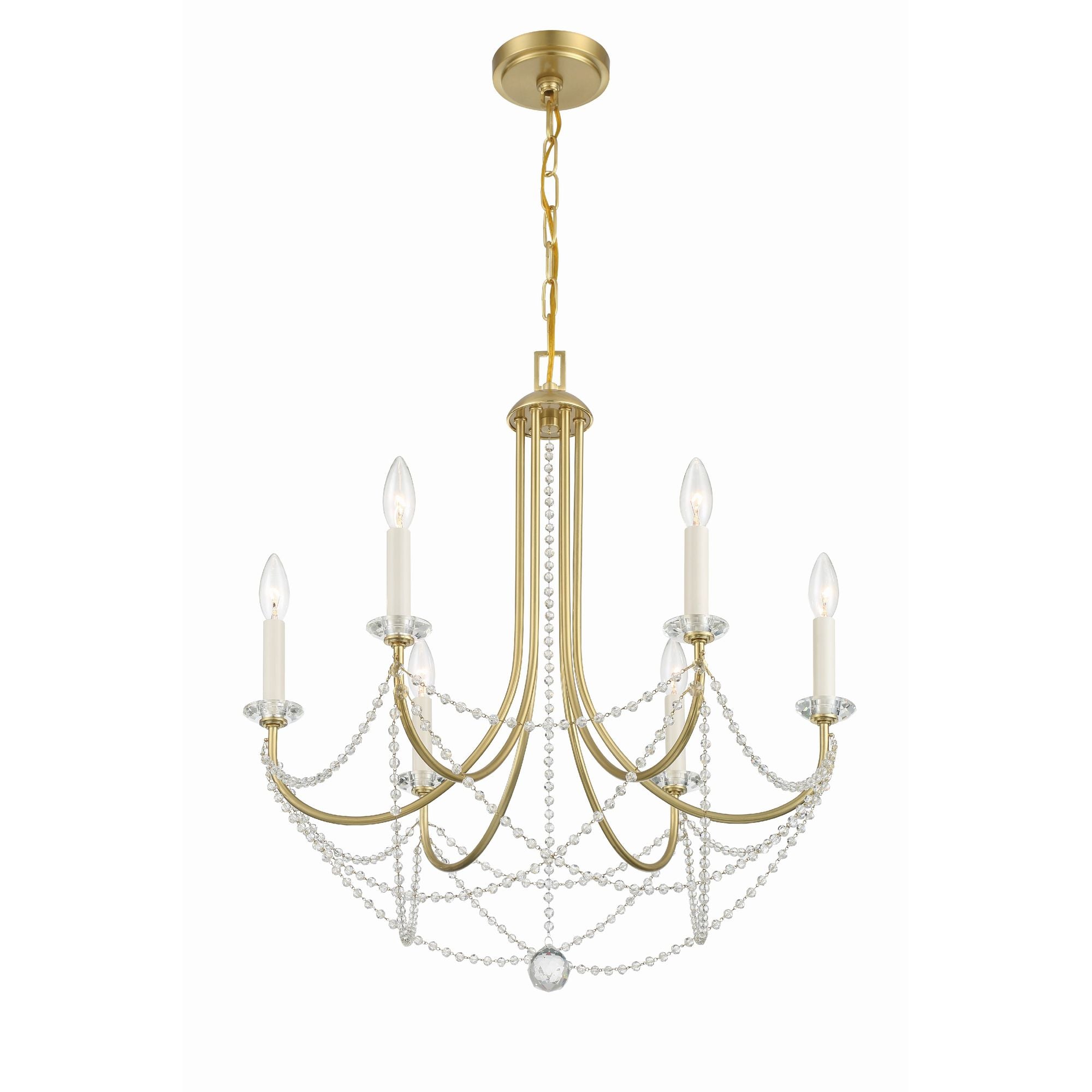 Delilah 6 Light Aged Brass Chandelier 24"W x 27.5"H x 24"D