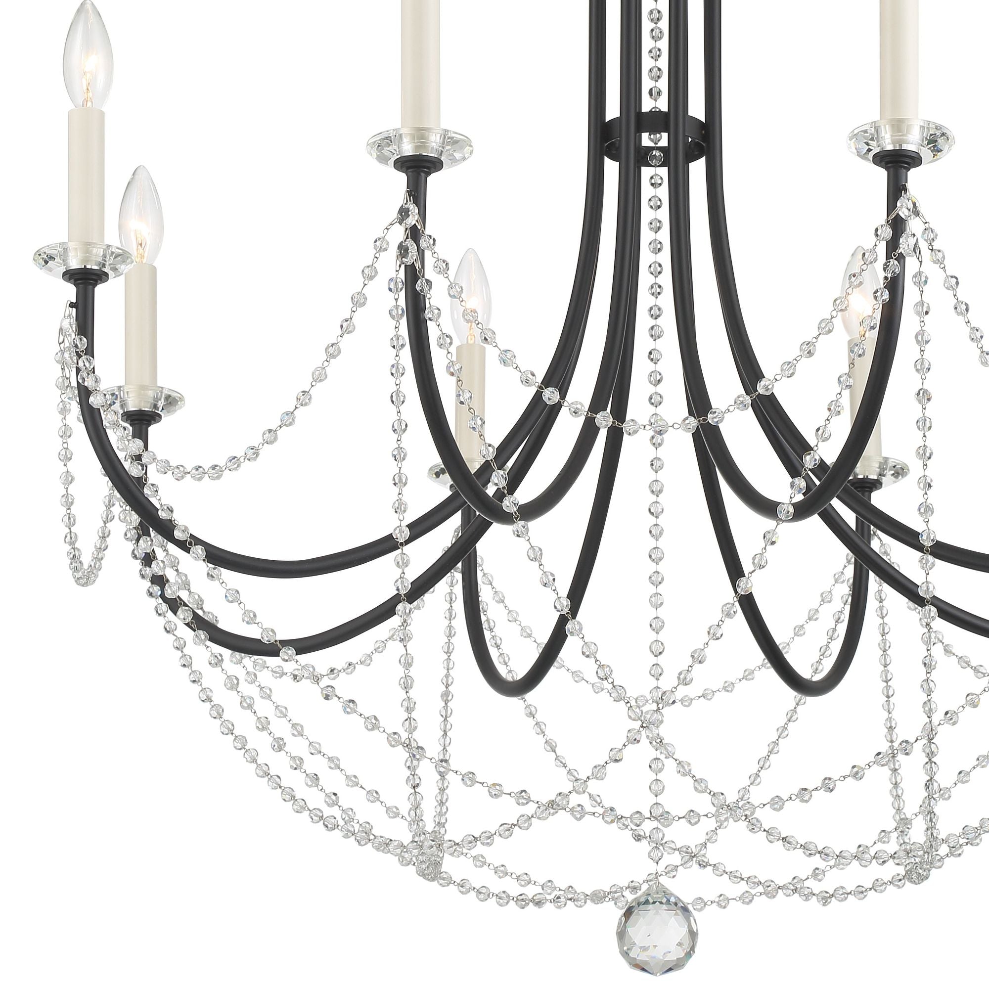 Delilah 8 Light Matte Black Chandelier 31.5"W x 37"H x 31.5"D