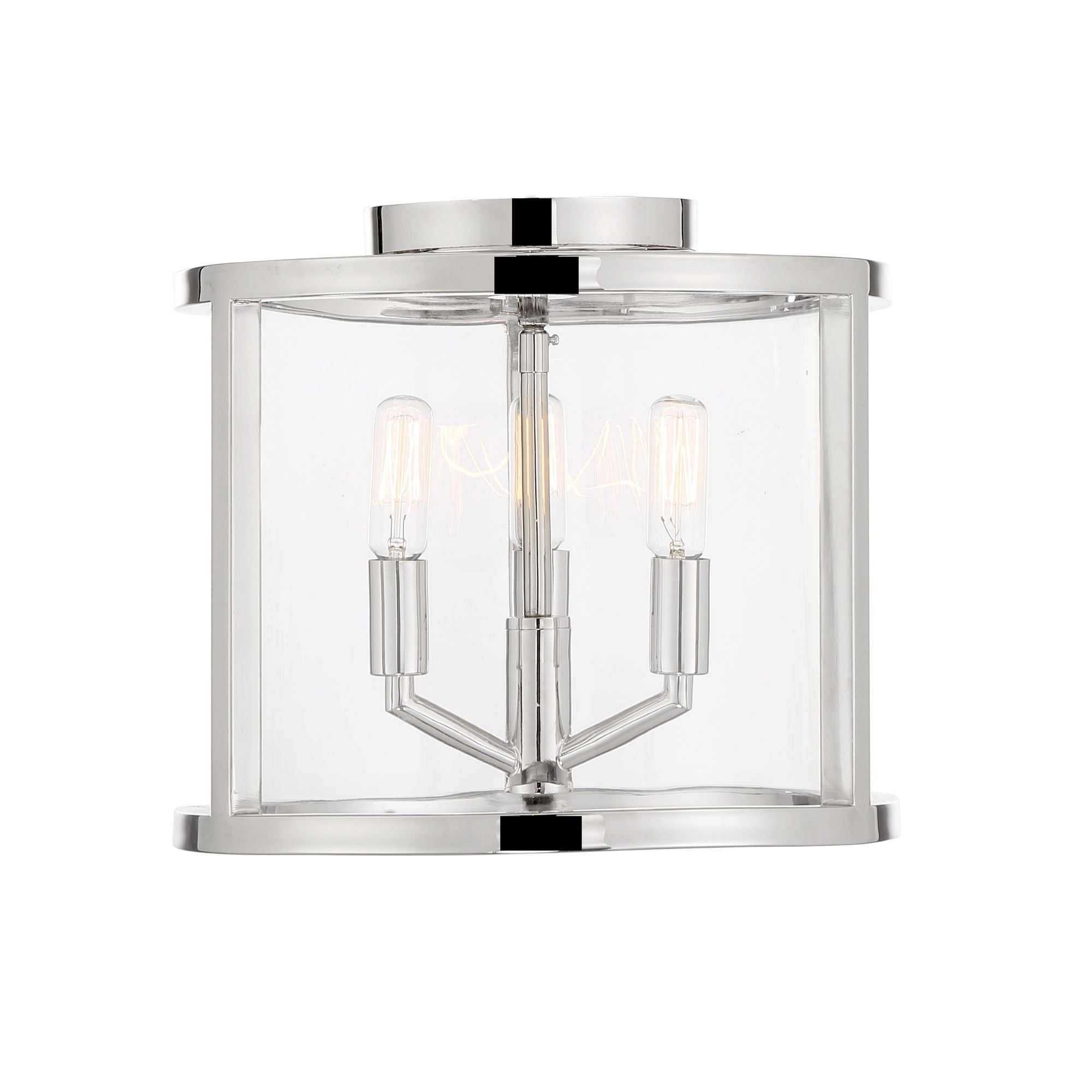 Libby Langdon Devon 11.75'' Polished Nickel Semi Flush Mount Silver 11.75"W x 10"H x 11.75"D