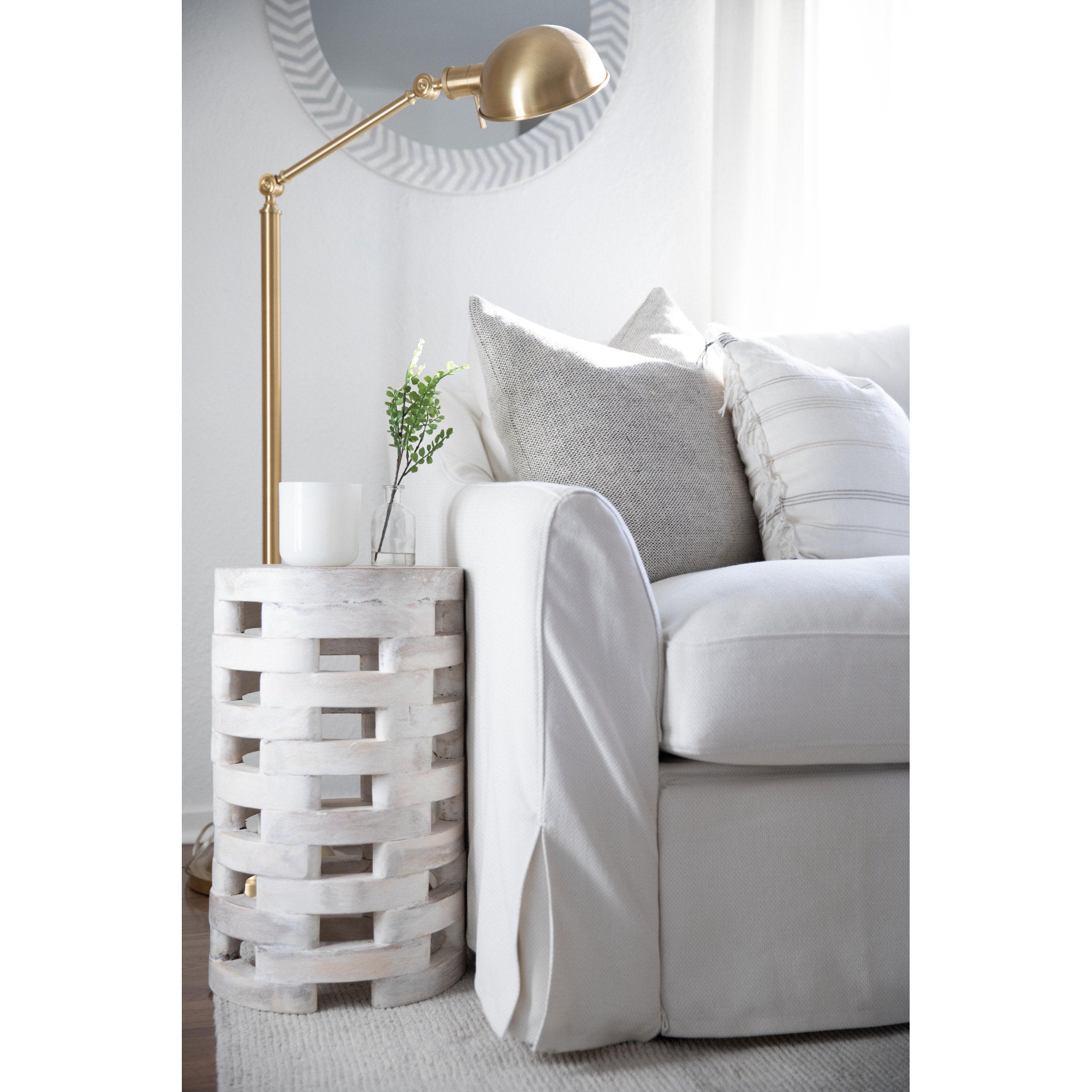 Girard 1-Light Floor Lamp in Vintage Brass 10L x 10W x 56H