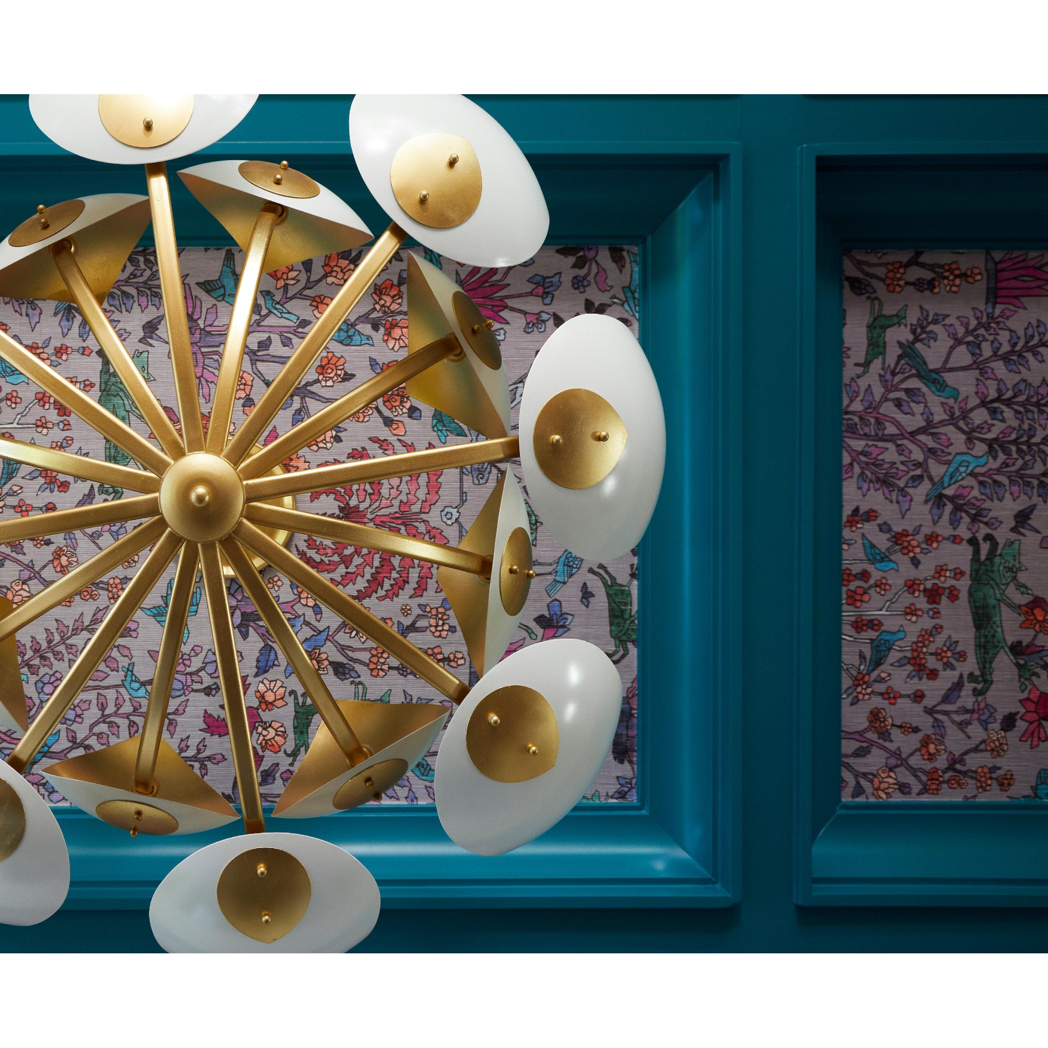 Lotus 16-Light Chandelier in Gold Leaf/White 38.5L x 38.5W x 22H