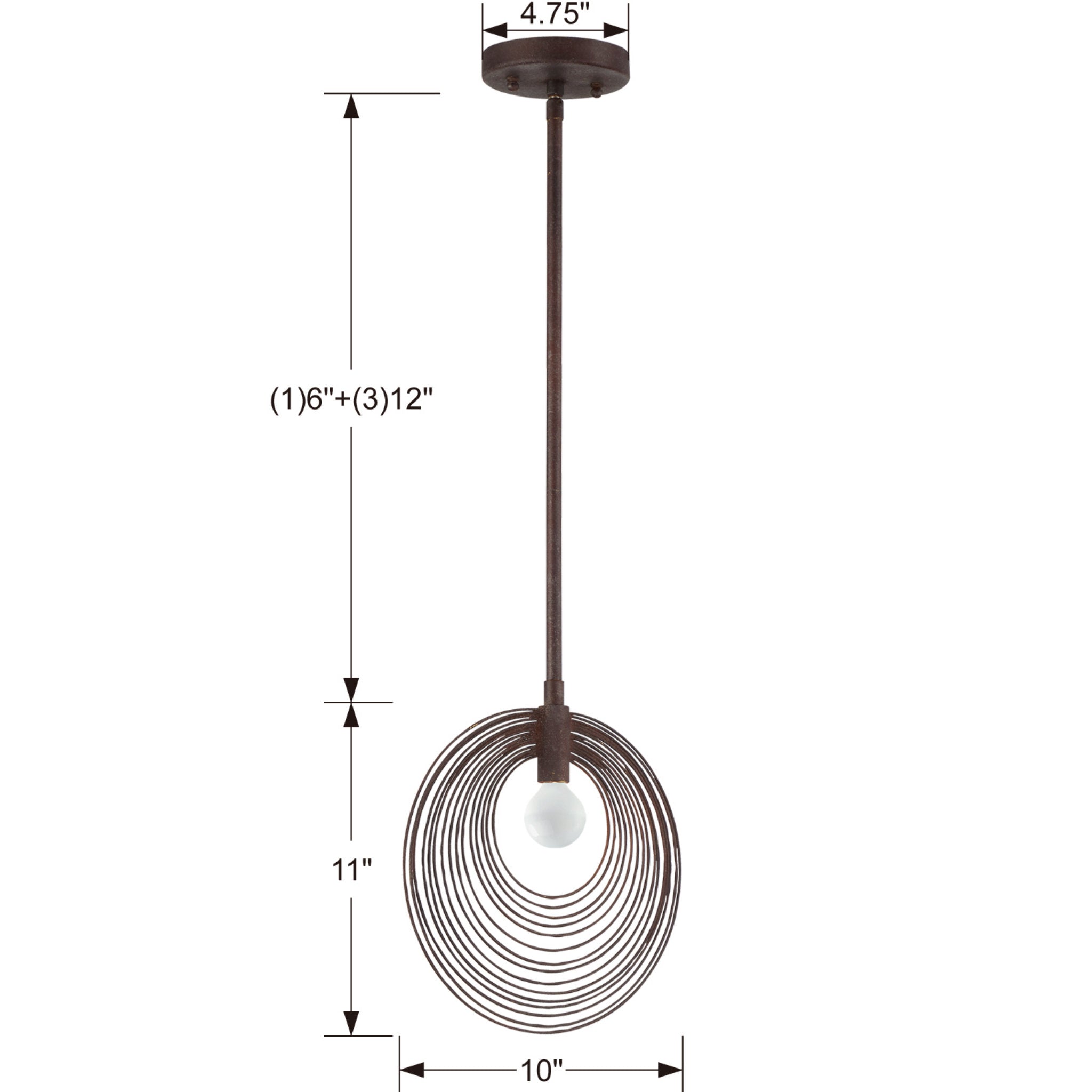 Crystorama DOR-B7700-FB Doral 1 Light Forged Bronze Pendant