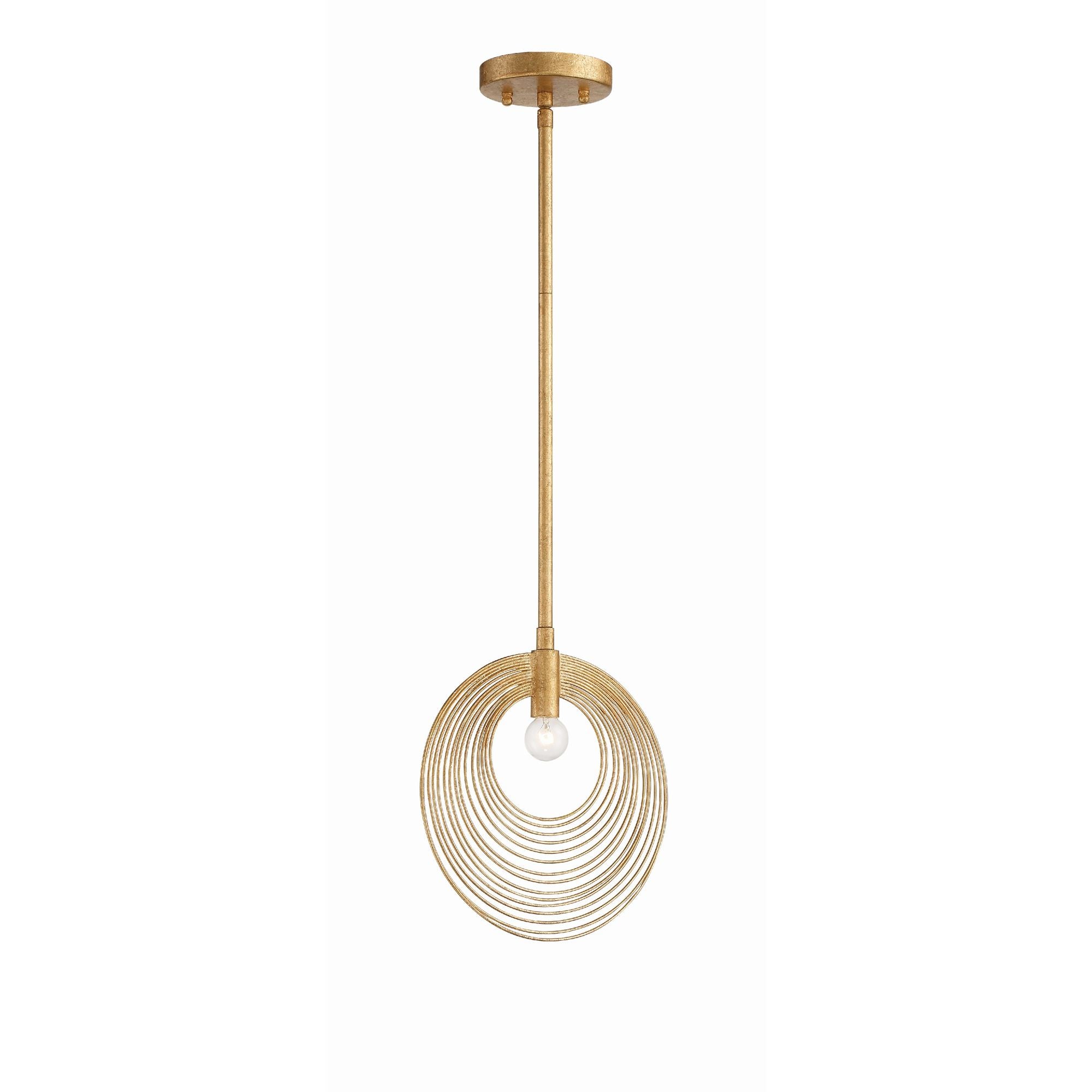 Doral 1 Light Renaissance Gold Mini Pendant 10"W x 11"H x 2.5"D