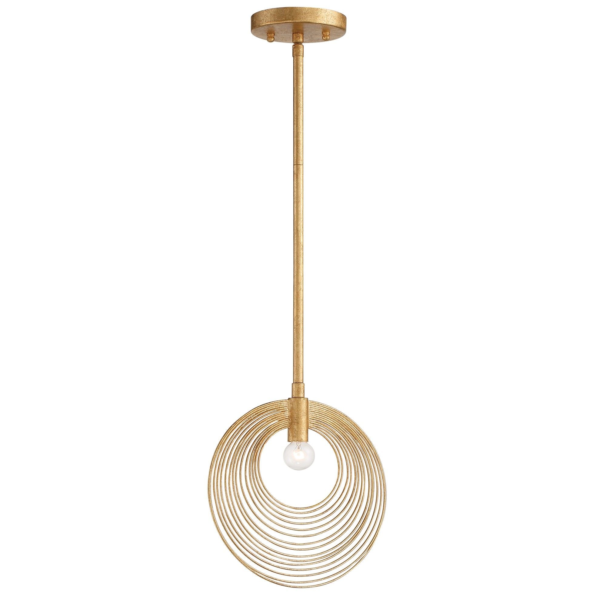 Doral 1 Light Renaissance Gold Mini Pendant 10"W x 11"H x 2.5"D