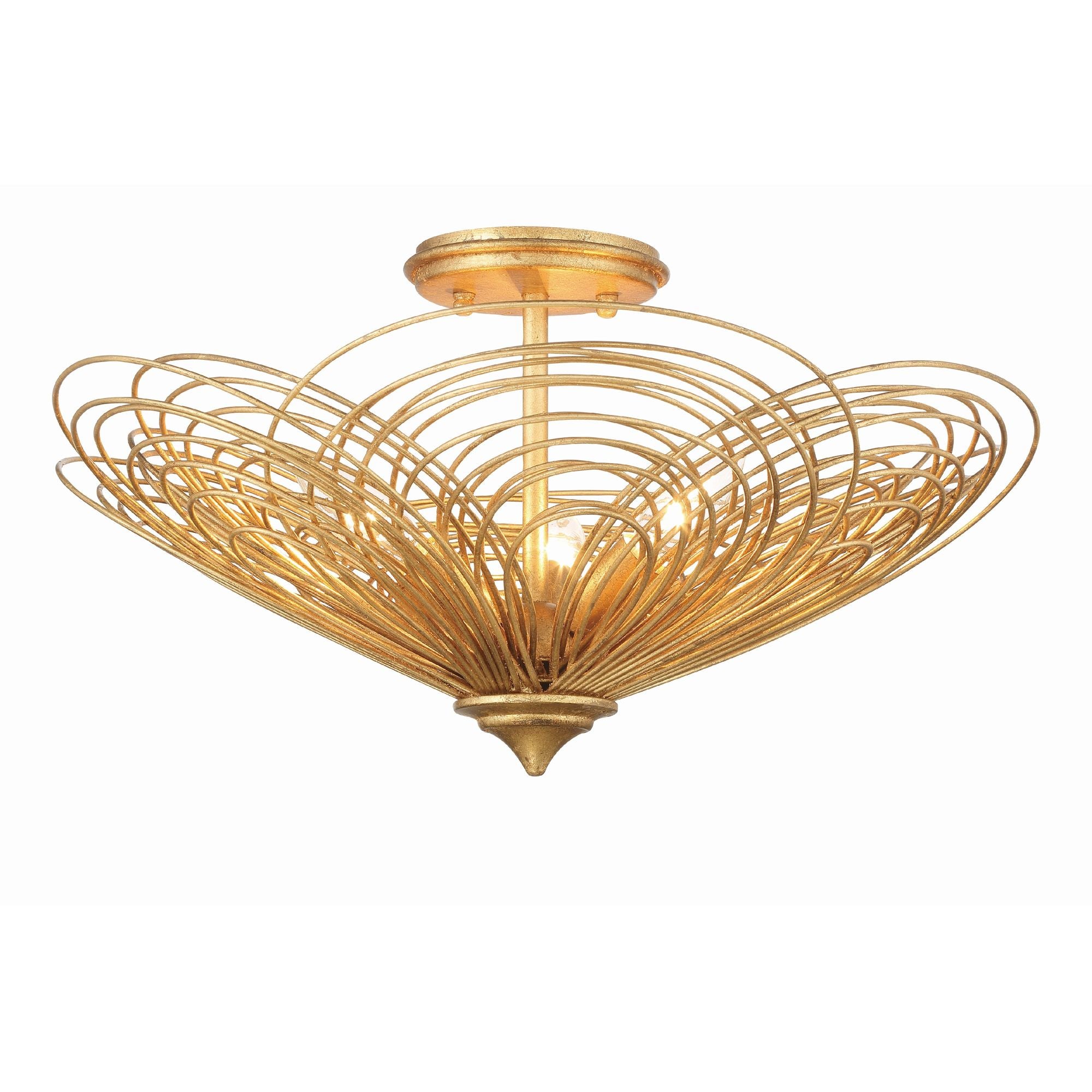 Doral 3 Light Renaissance Gold Semi Flush Mount 19"W x 10.25"H x 19"D