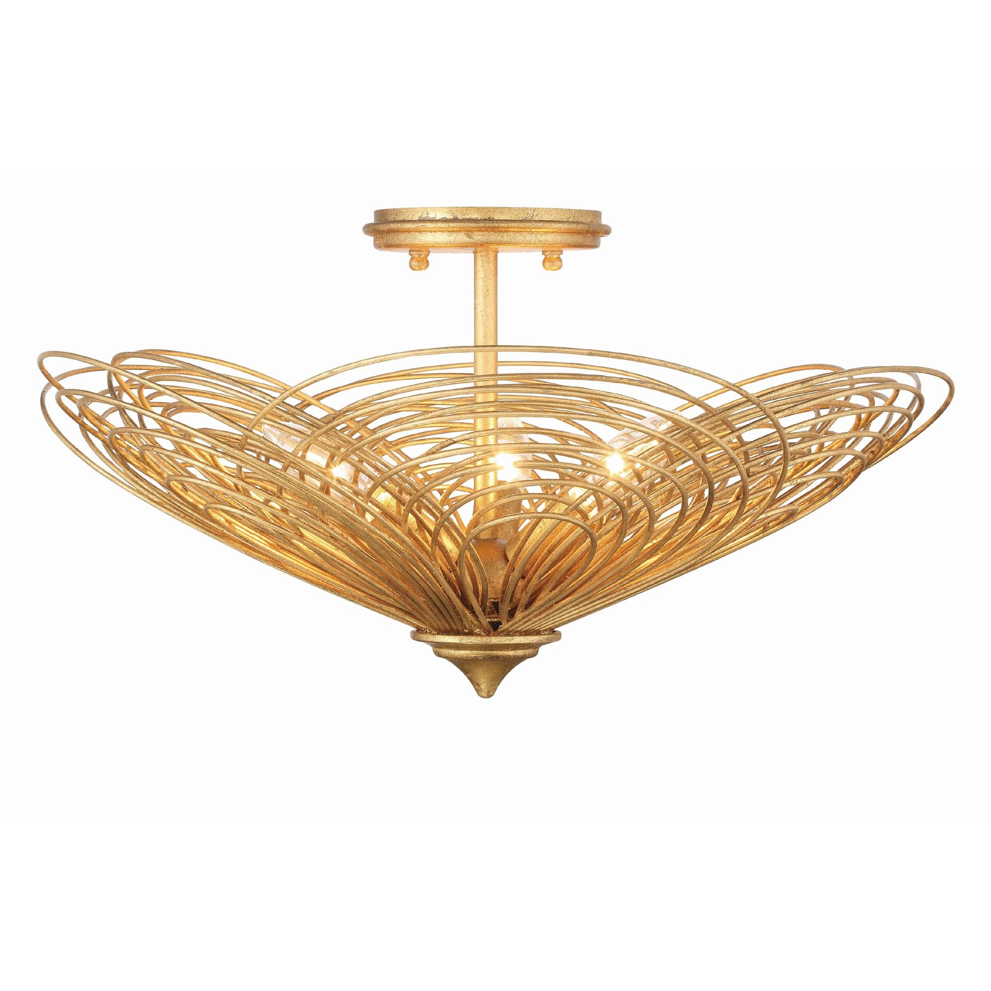 Doral 3 Light Renaissance Gold Semi Flush Mount 19"W x 10.25"H x 19"D