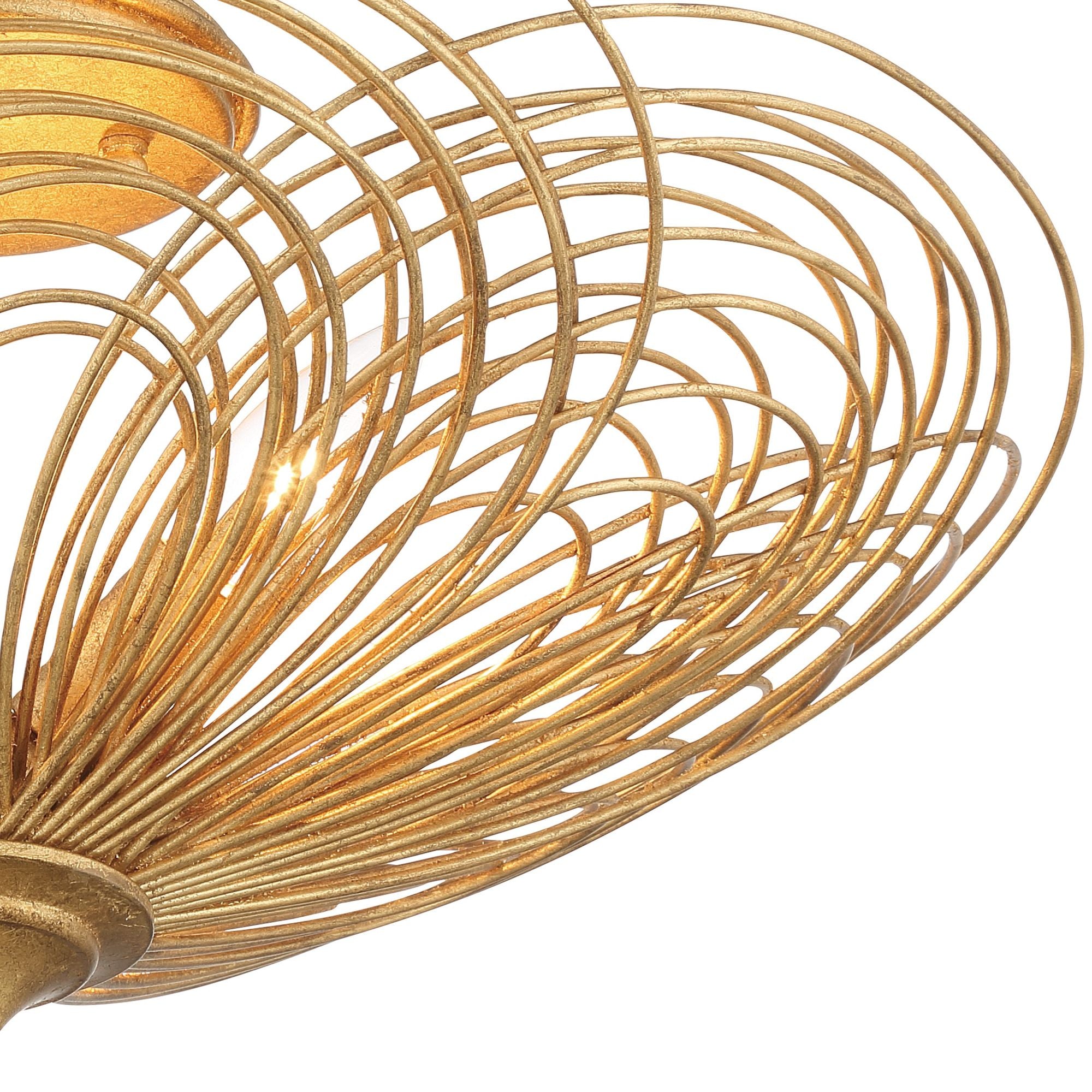 Doral 3 Light Renaissance Gold Semi Flush Mount 19"W x 10.25"H x 19"D