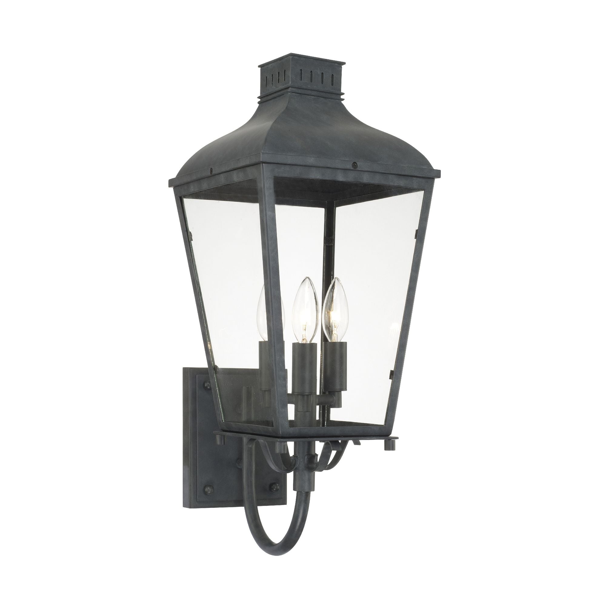 Dumont 3 Light Graphite Outdoor Sconce Clear Glass 9.25"W x 23.5"H x 12"D