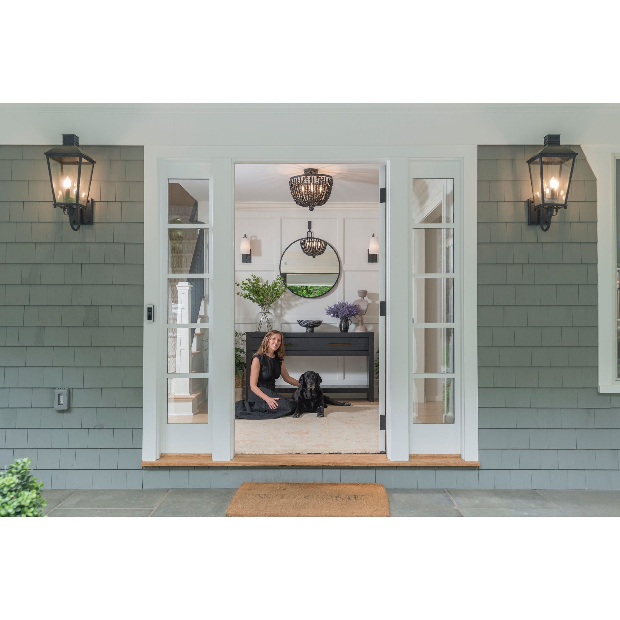 Dumont 3 Light Graphite Outdoor Sconce Clear Glass 9.25"W x 23.5"H x 12"D