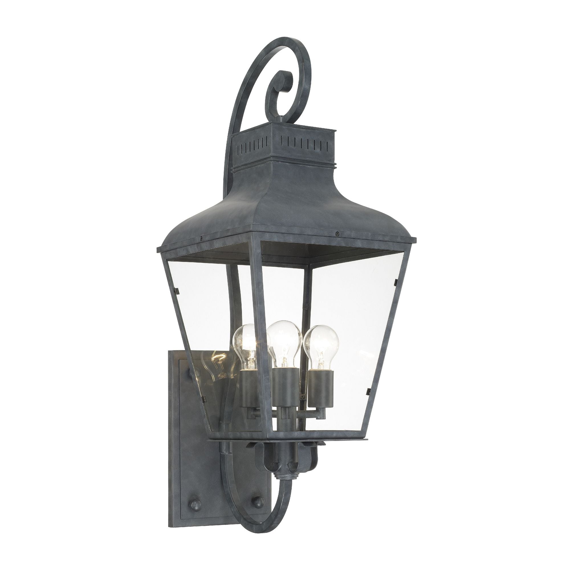 Dumont 3 Light Graphite Outdoor Sconce Clear Glass 12"W x 32"H x 14.5"D