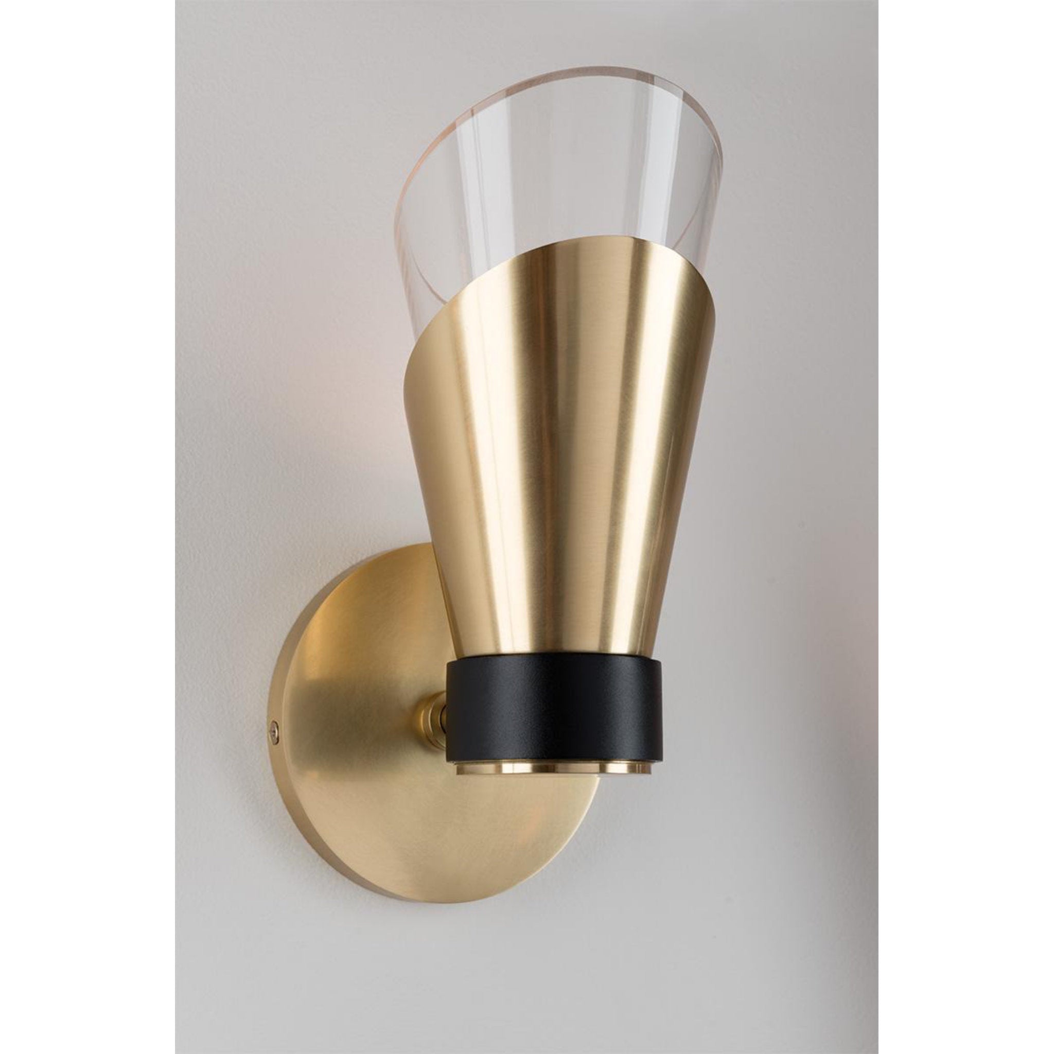 Angie 2-Light Wall Sconce in Aged Brass/Black 4.75L x 4.75W x 15H