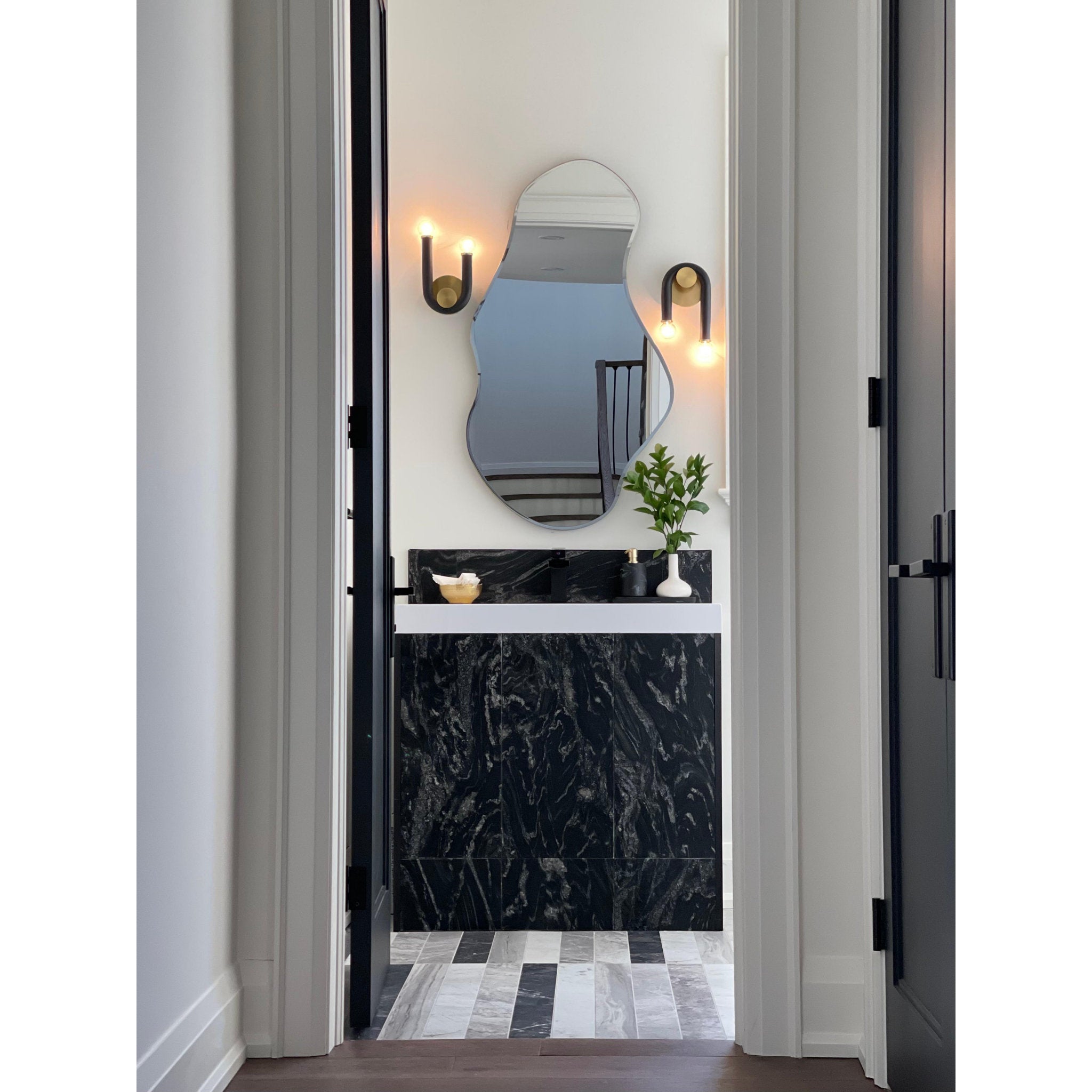 Whit 2-Light Wall Sconce in Aged Brass/Black 44L x 6.5W x 11H