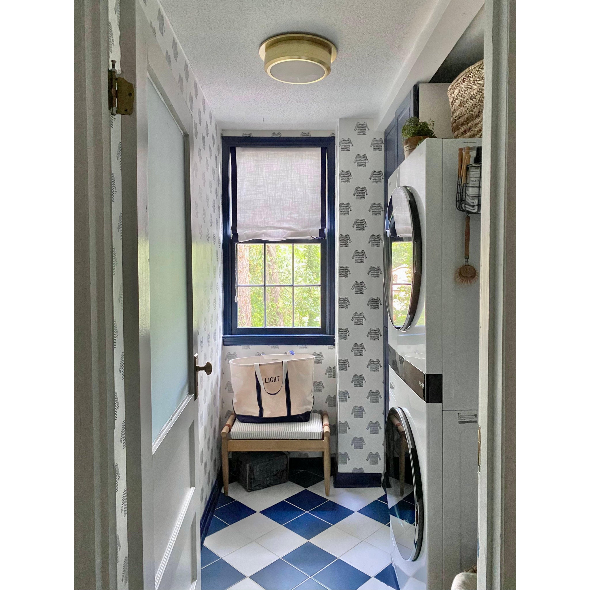 Greenport 1-Light Flush Mount in Aged Brass 14L x 14W x 4H