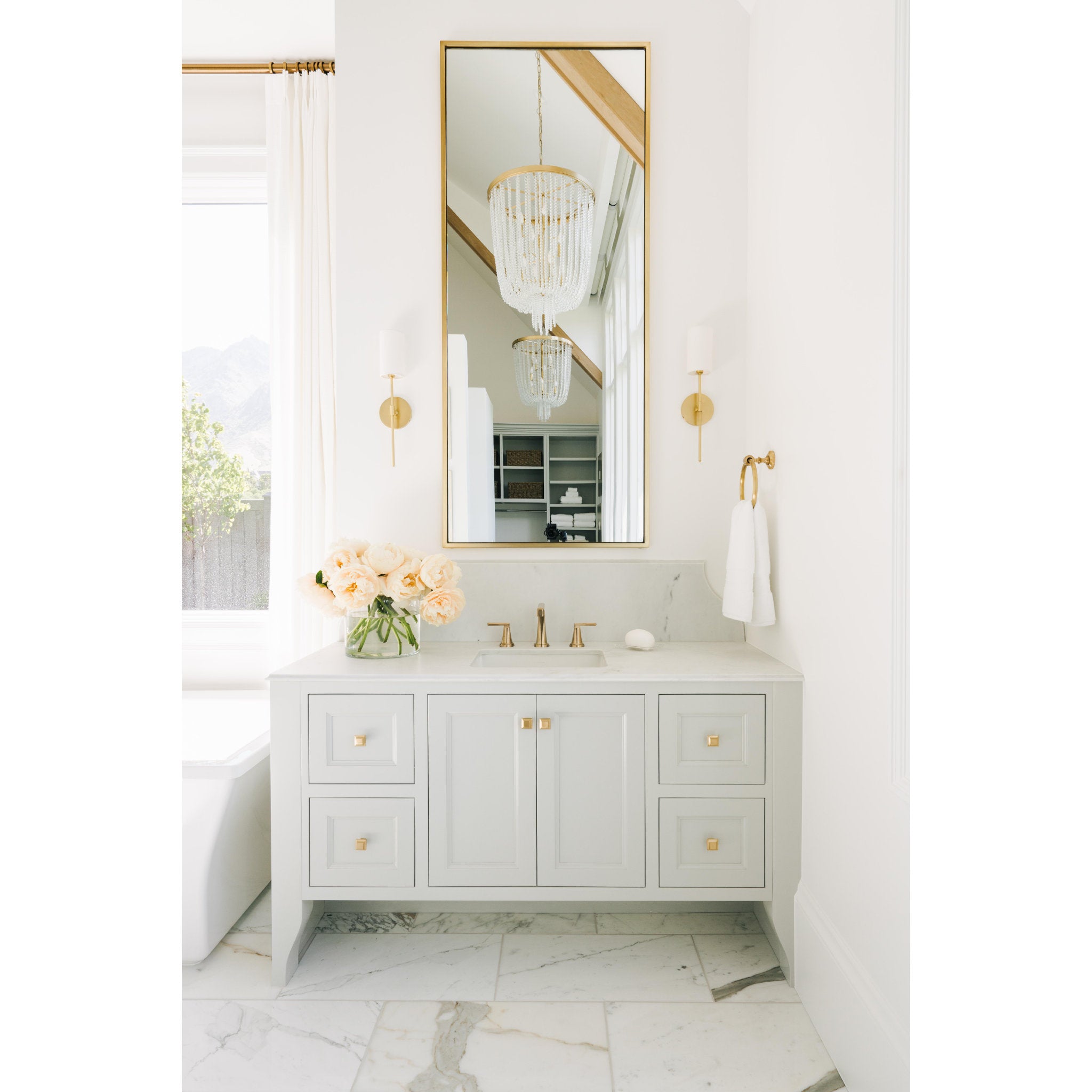 Olivia 1-Light Wall Sconce in Aged Brass 4.75L x 4.75W x 18.75H