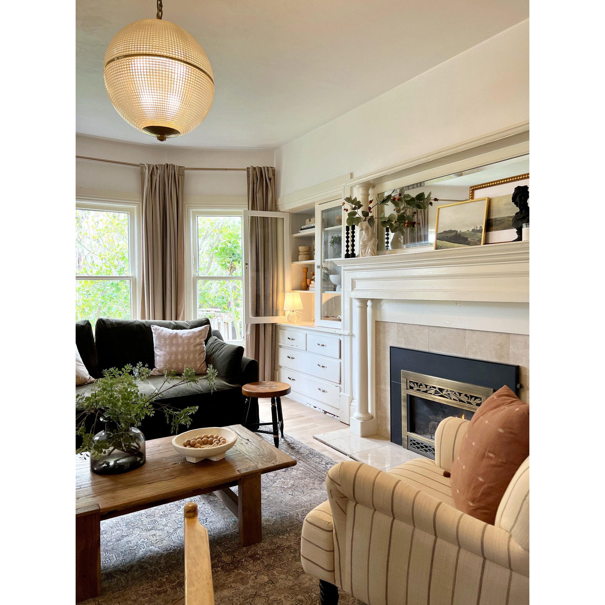 Sphere No. 3 1-Light Pendant in Aged Brass by Mark D. Sikes 18.25L x 18.25W x 22.75H