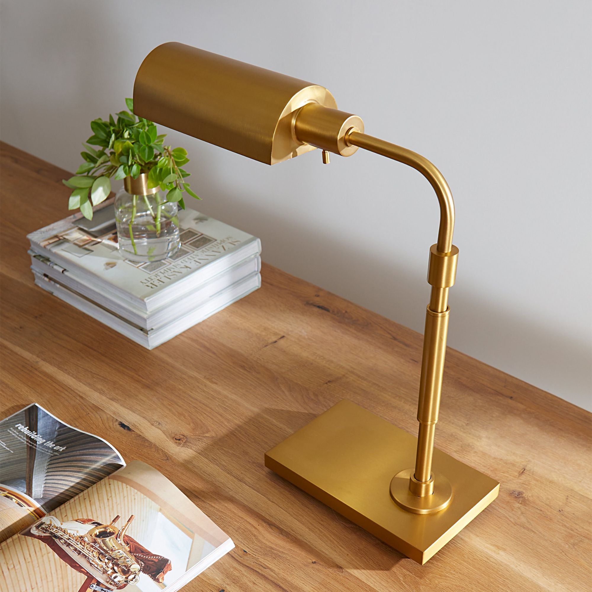 Chapman & Myers Kenyon Task Table Lamp in Burnished Brass