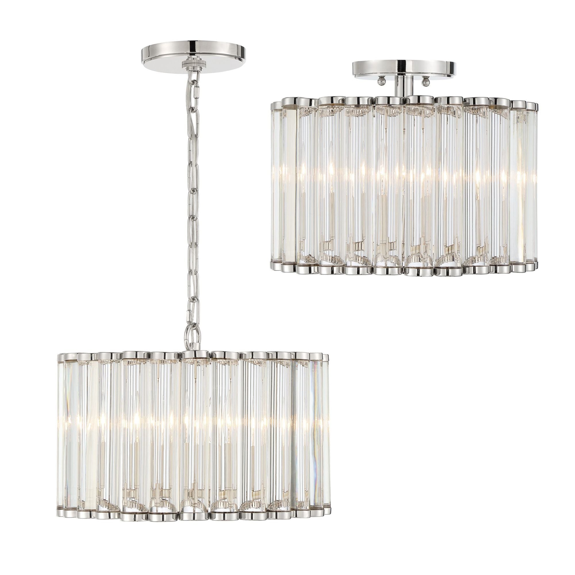 Libby Langdon Elliot 4 Light Polished Nickel Mini Chandelier Clear Lucite 15.25"W x 11"H x 15.25"D
