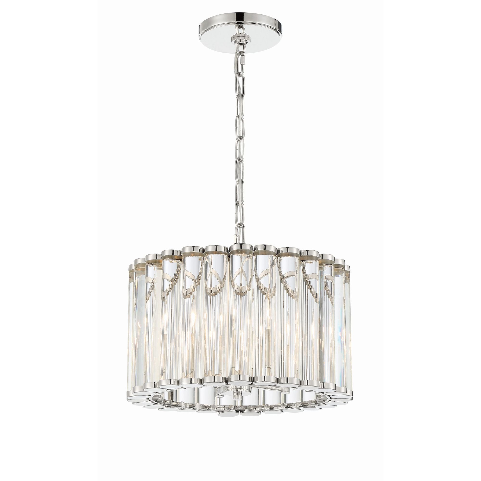Libby Langdon Elliot 4 Light Polished Nickel Mini Chandelier Clear Lucite 15.25"W x 11"H x 15.25"D