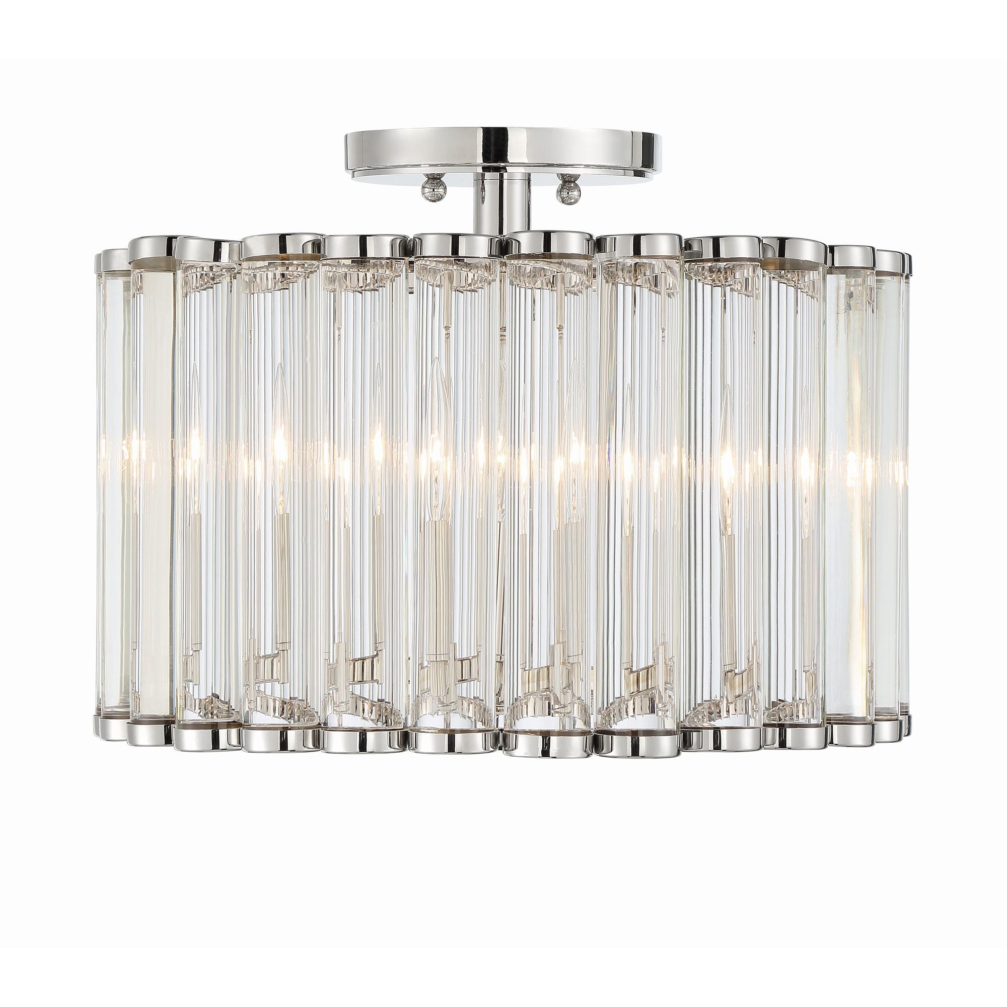 Libby Langdon Elliot 4 Light Polished Nickel Semi Flush Mount Clear Lucite 15.25"W x 11"H x 15.25"D