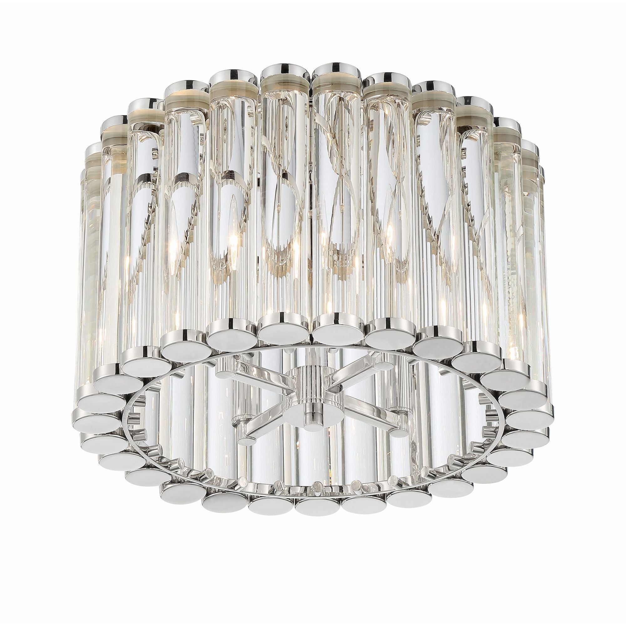 Libby Langdon Elliot 4 Light Polished Nickel Semi Flush Mount Clear Lucite 15.25"W x 11"H x 15.25"D