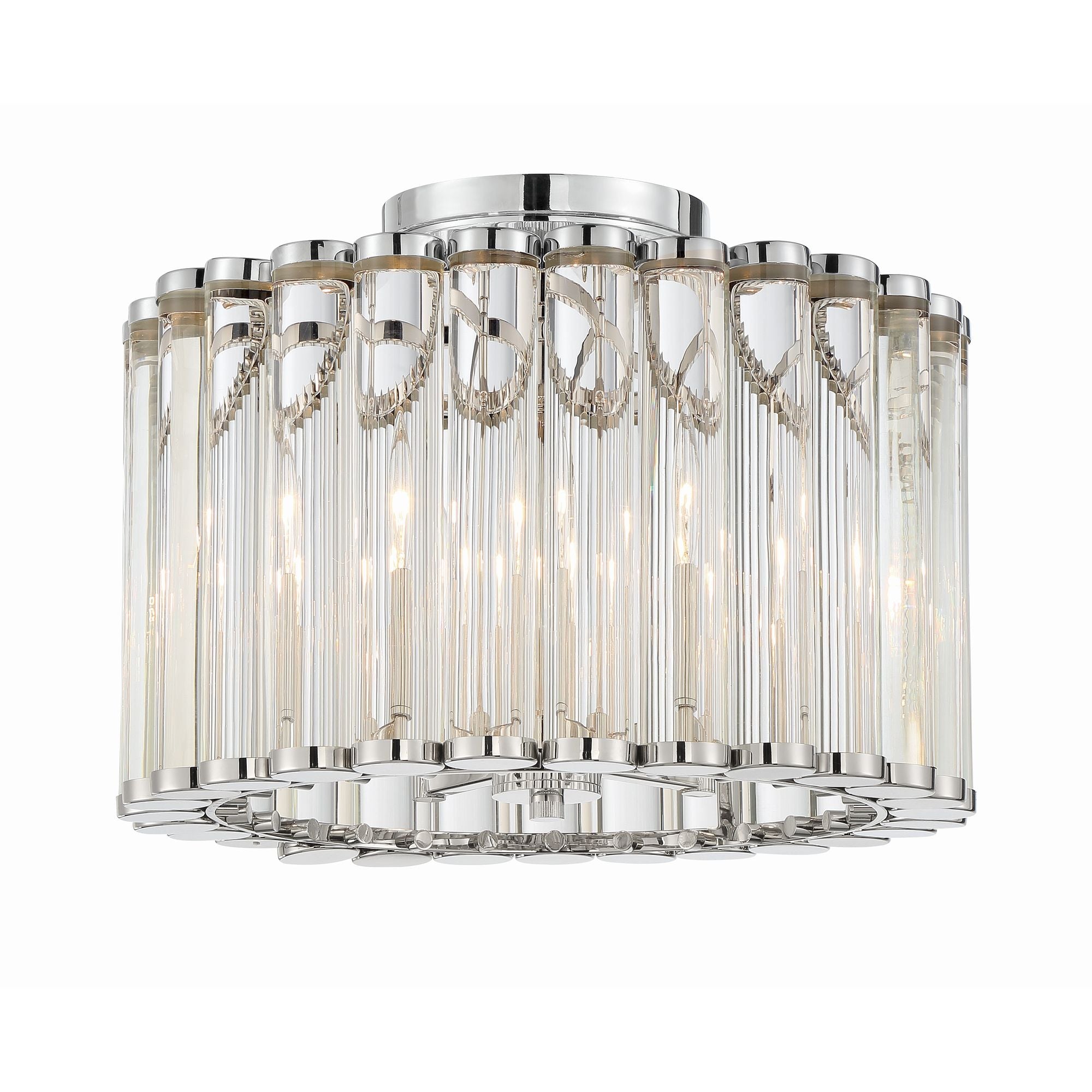 Libby Langdon Elliot 4 Light Polished Nickel Semi Flush Mount Clear Lucite 15.25"W x 11"H x 15.25"D