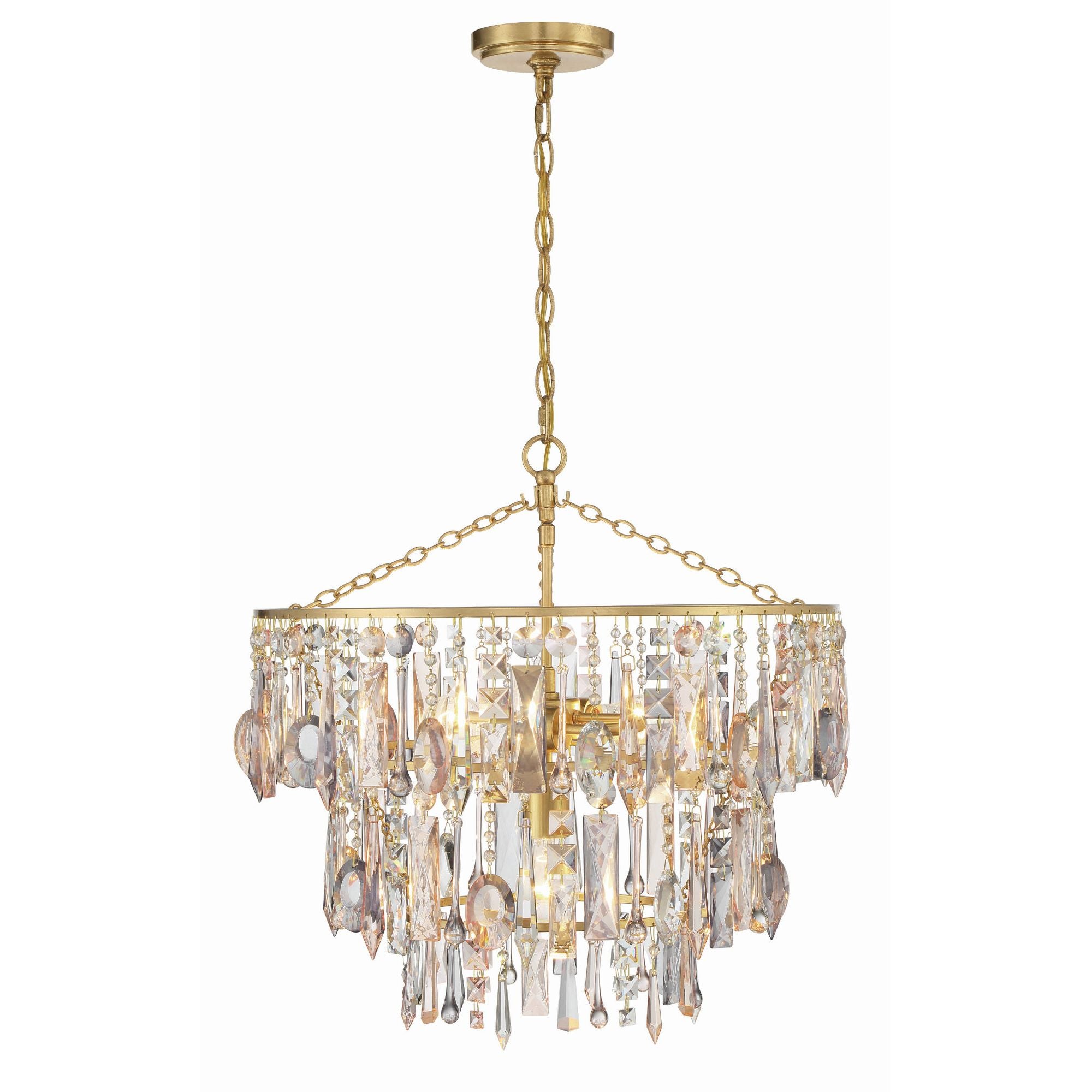 Elsa 3 Light Antique Gold Chandelier Hand Cut Crystal 20"W x 20"H x 20"D