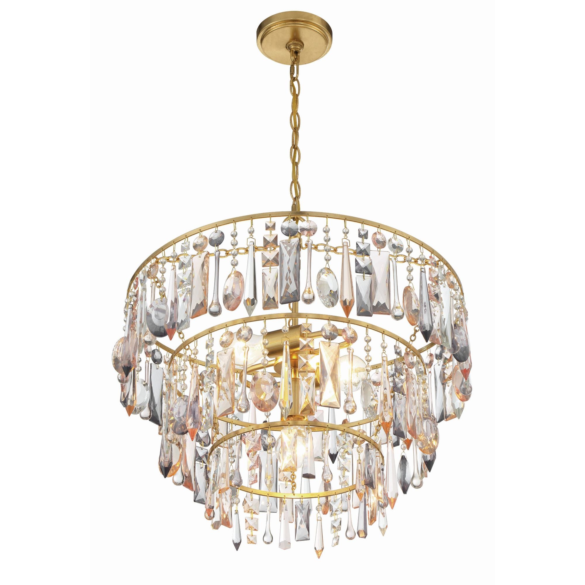 Elsa 3 Light Antique Gold Chandelier Hand Cut Crystal 20"W x 20"H x 20"D