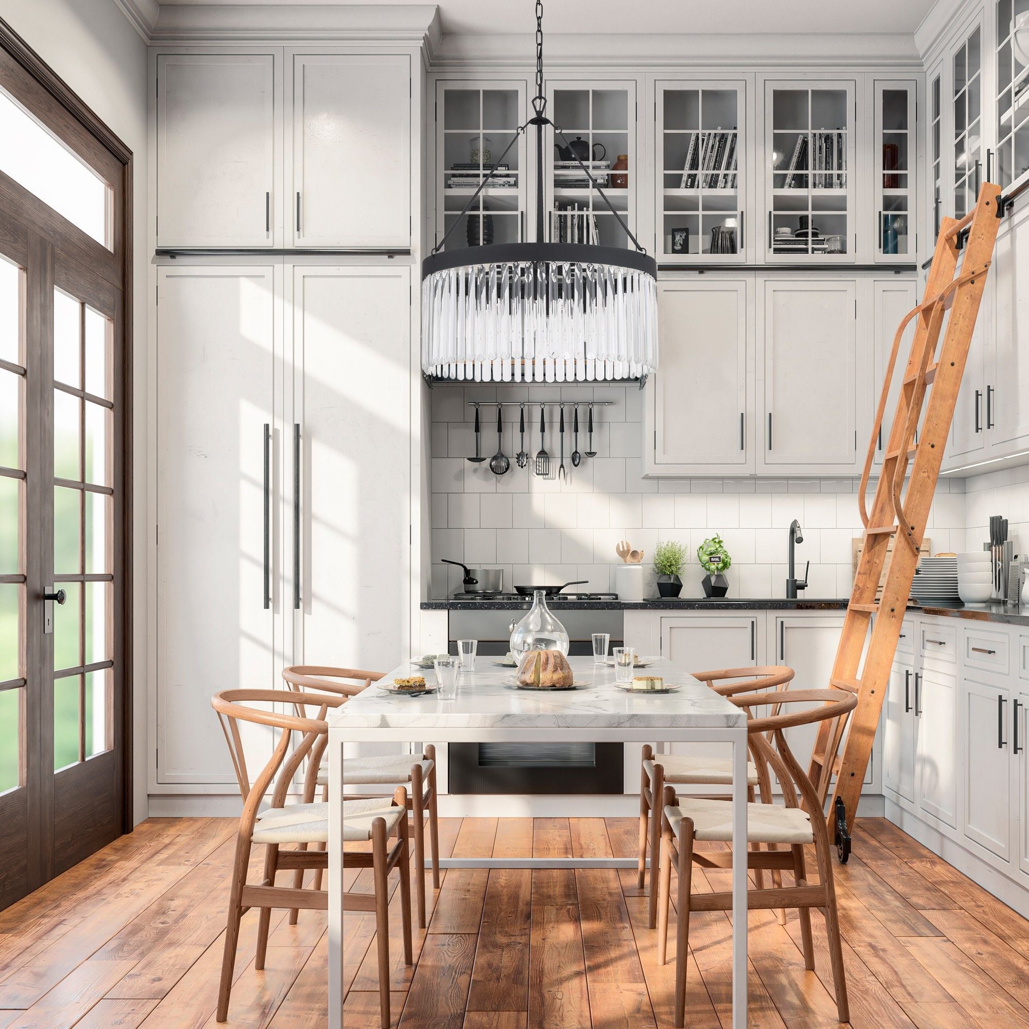 Emory 8 Light Black Forged Chandelier Clear Glass 24"W x 24.75"H x 24"D