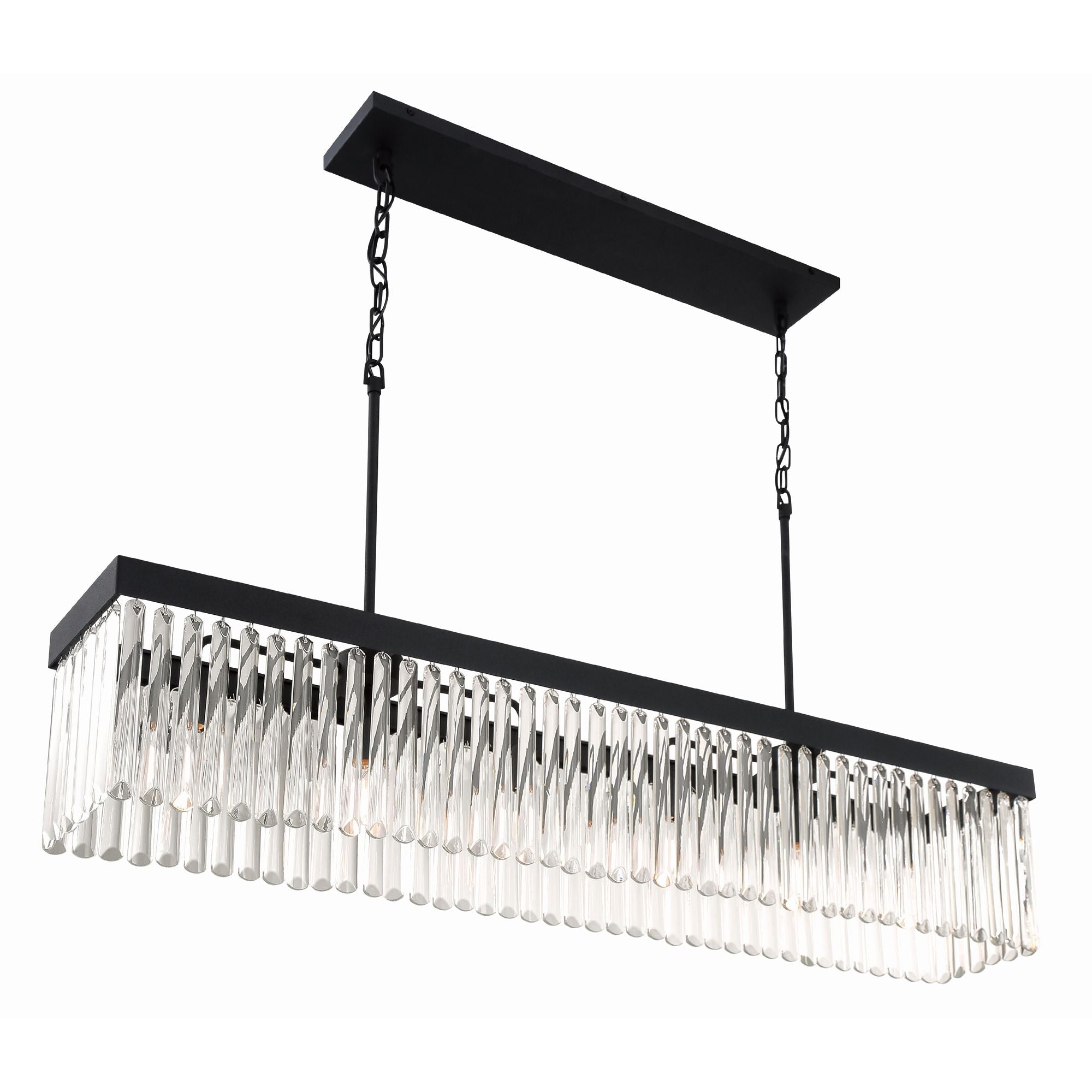 Emory 6 Light Black Forged Linear Chandelier Clear Glass 49"W x 23.75"H x 7.25"D