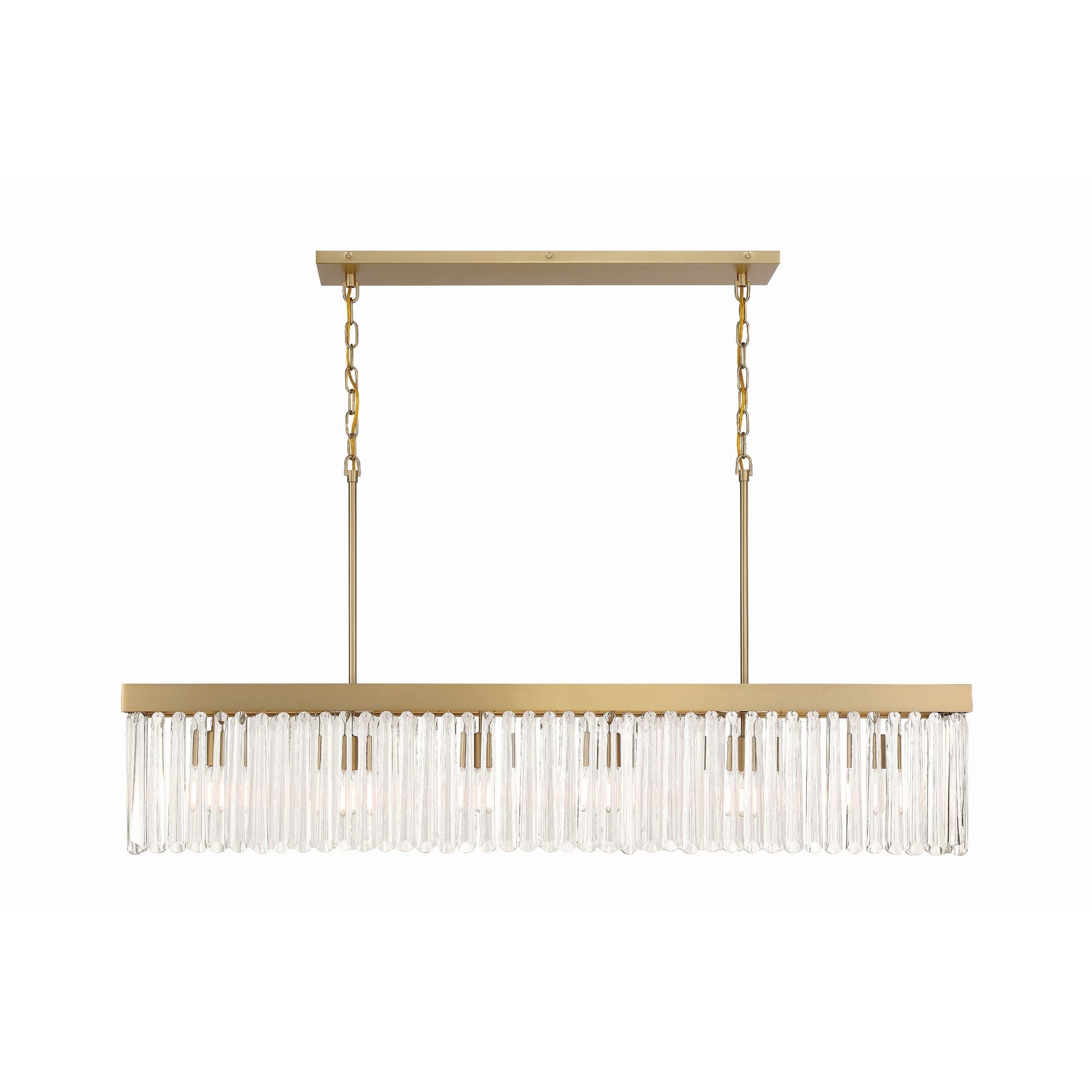 Emory 6 Light Modern Gold Linear Chandelier Clear Glass 49"W x 23.75"H x 7.25"D