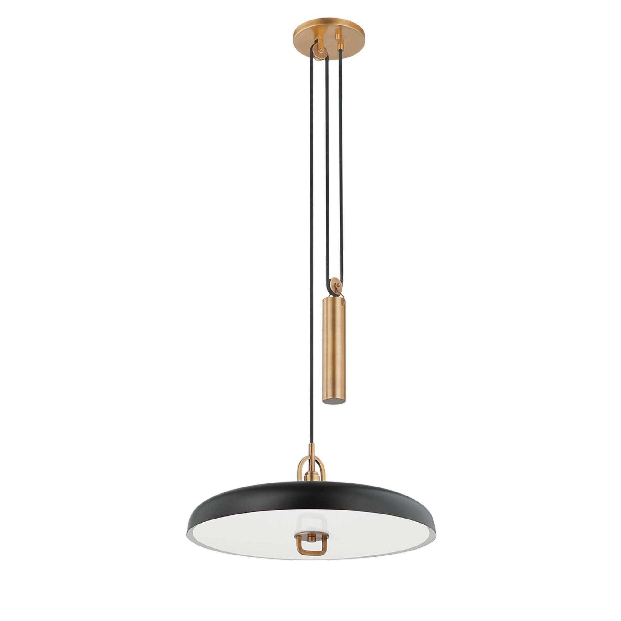 Plummet Pendant 1-Light LED in Patina Brass/Soft Black 18L x 18W x 8H