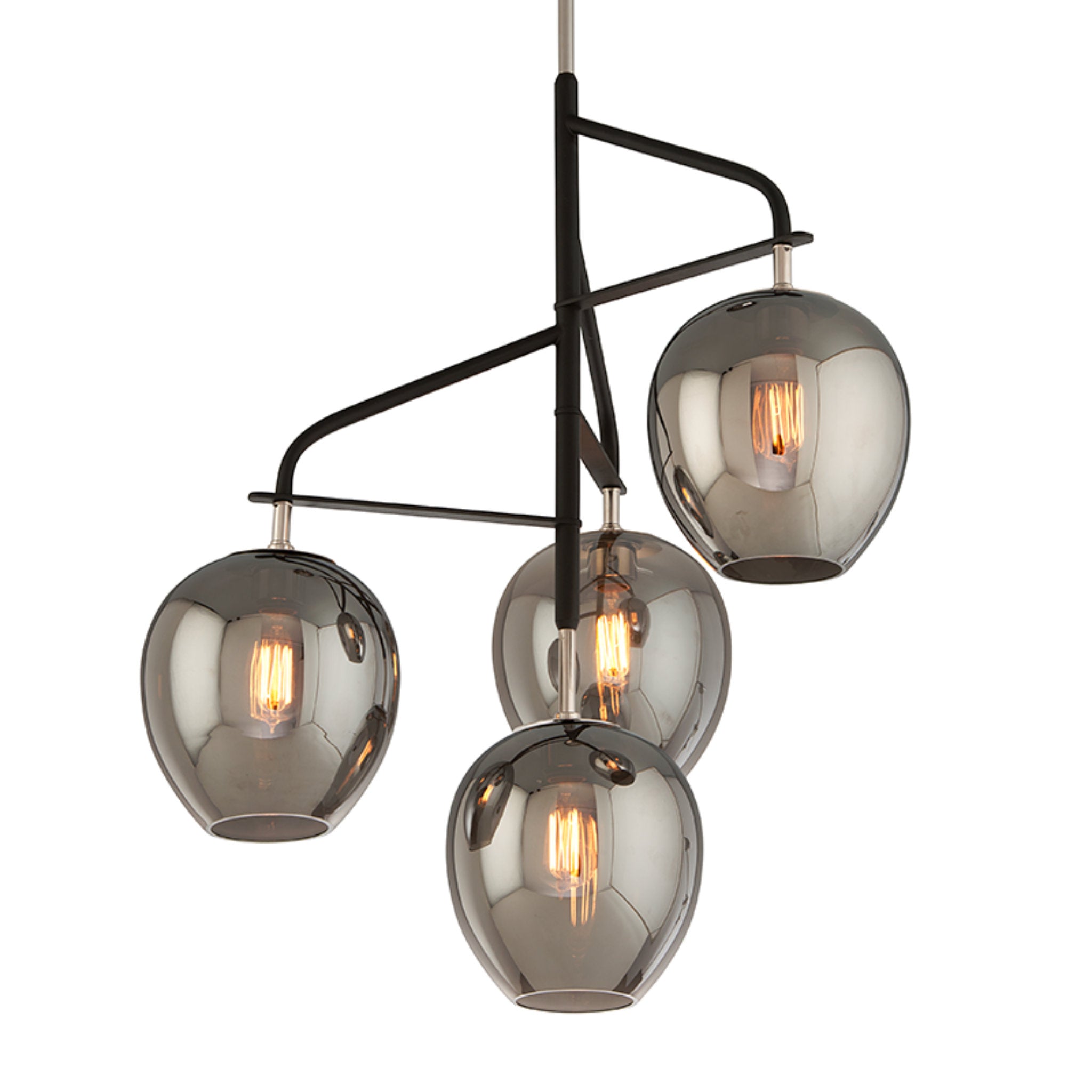 Odyssey Chandelier 4-Light LED in Textured Black & Polish Nickel 29L x 29W x 34.5H