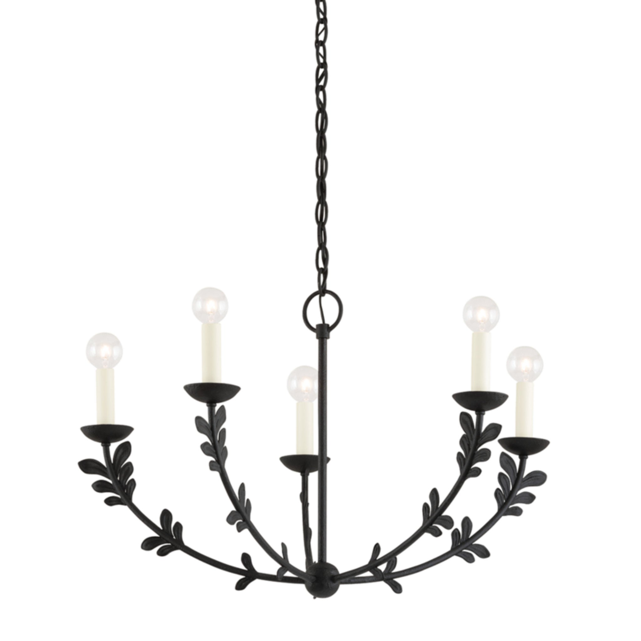 Florian Chandelier 5-Light LED in Black Iron 28L x 28W x 17.25H