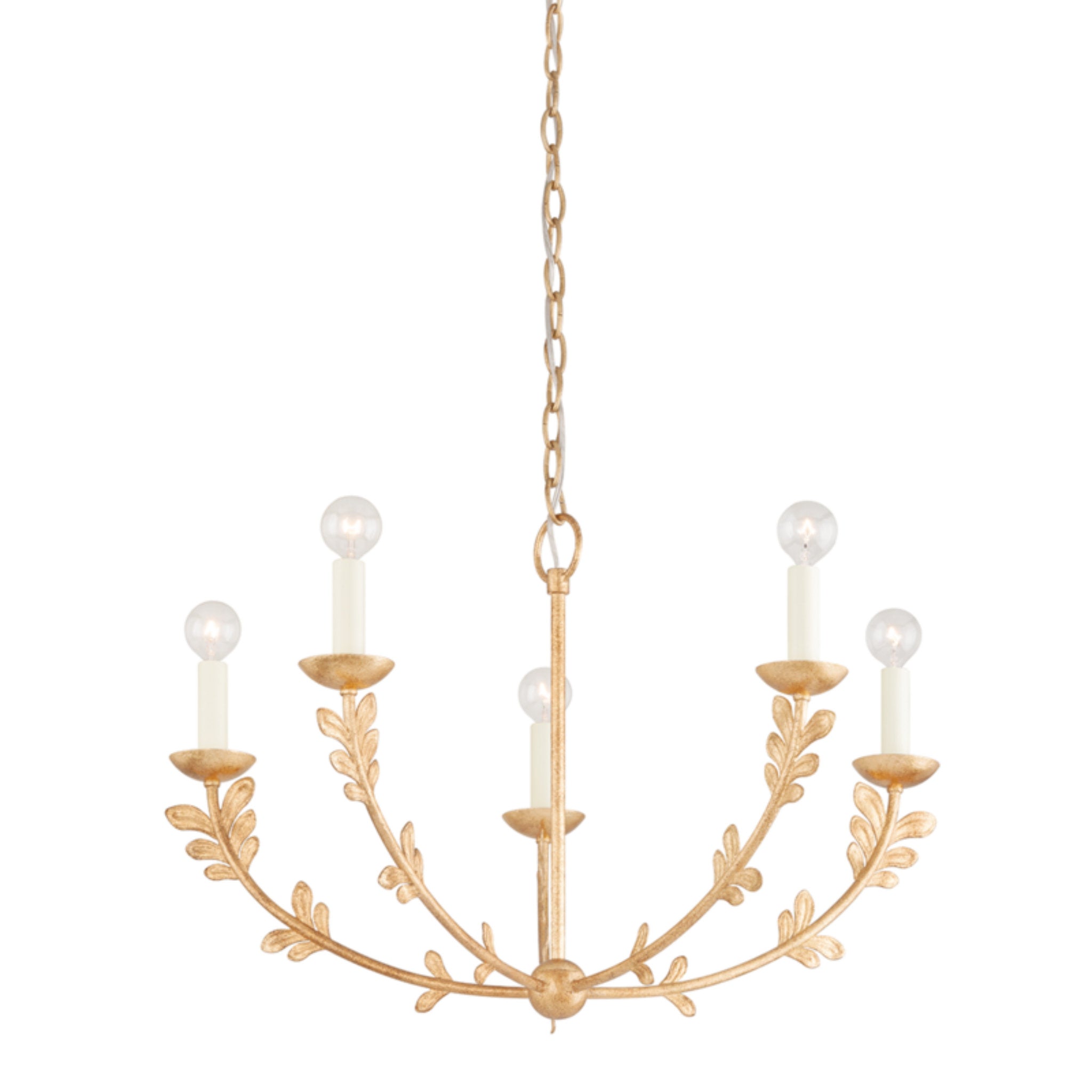Florian Chandelier 5-Light LED in Vintage Gold Leaf 28L x 28W x 17.25H